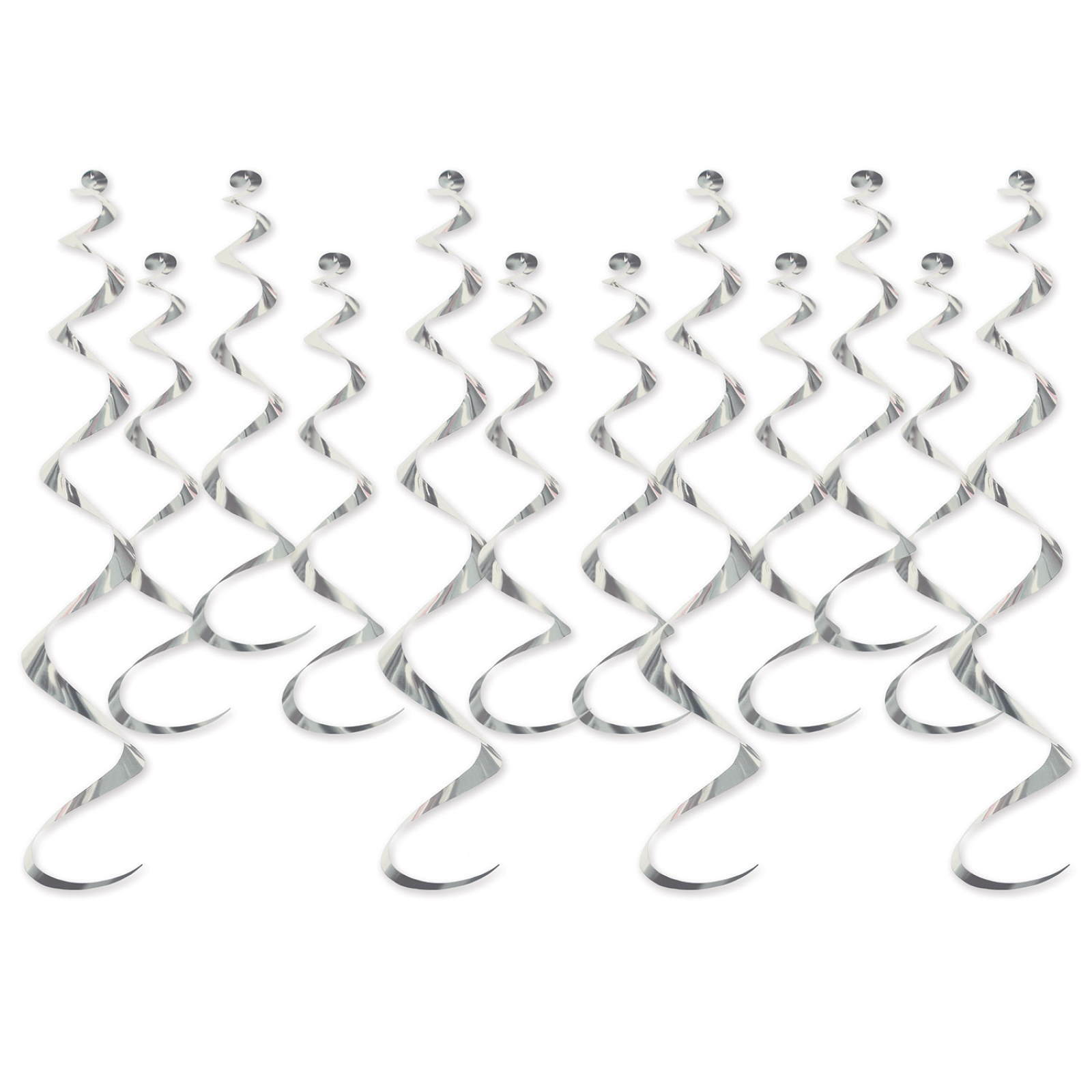 Silver Metallic Swirl Decorations (Pack of 12)