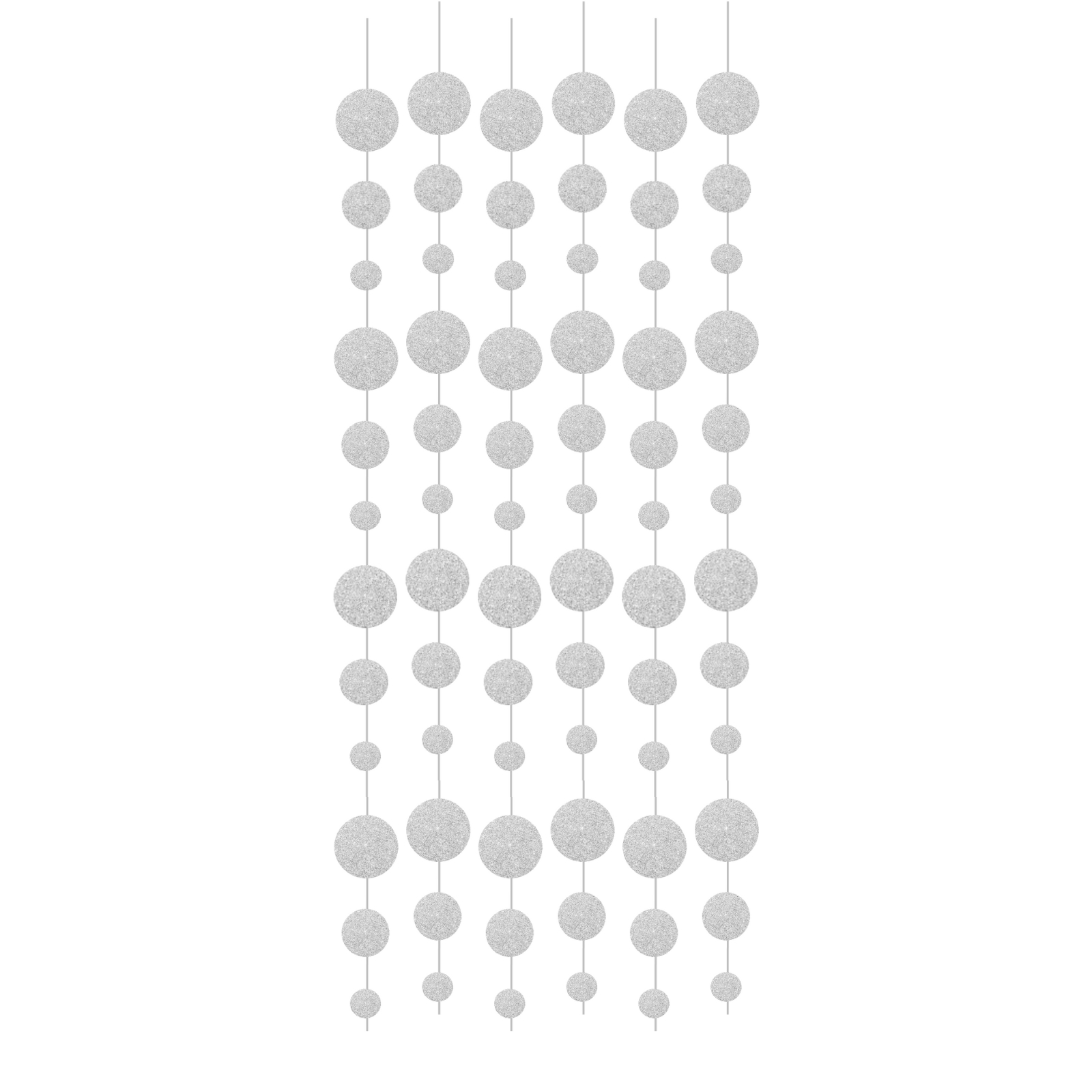 Silver Glitter Dot String Decorations (Pack of 6)