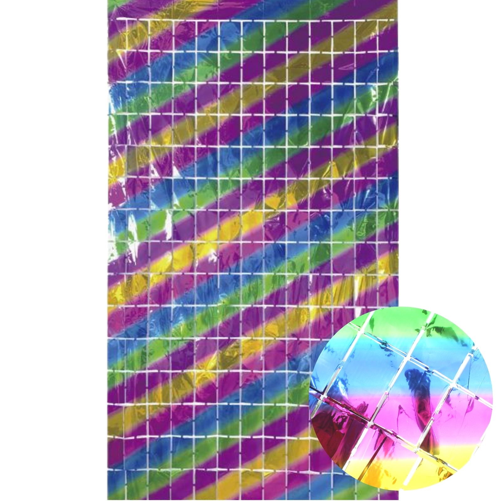 Metallic Rainbow Rectangle Foil Backdrop Curtain 100cm x 200cm