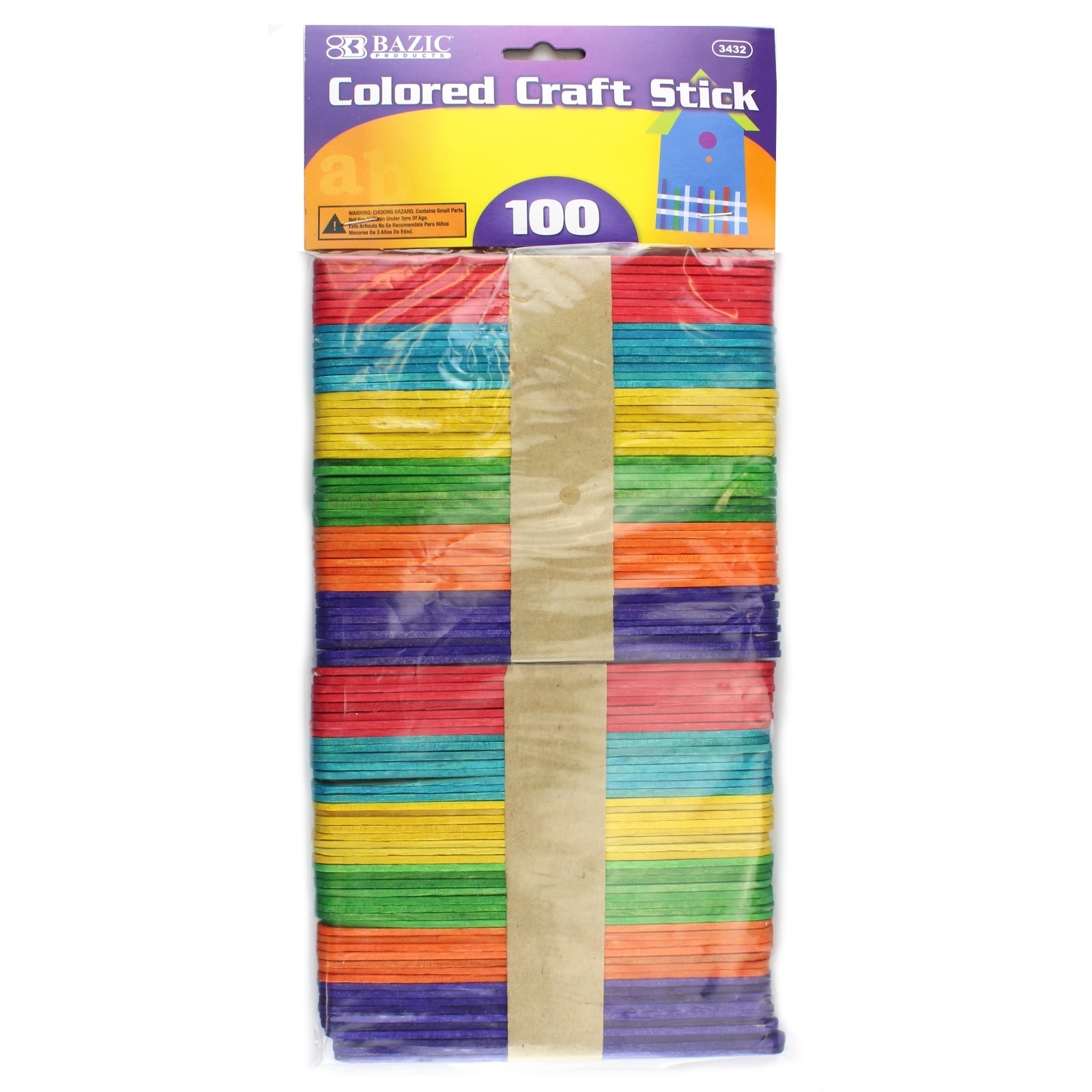 Coloured Wooden Craft Sticks (Pack of 100)