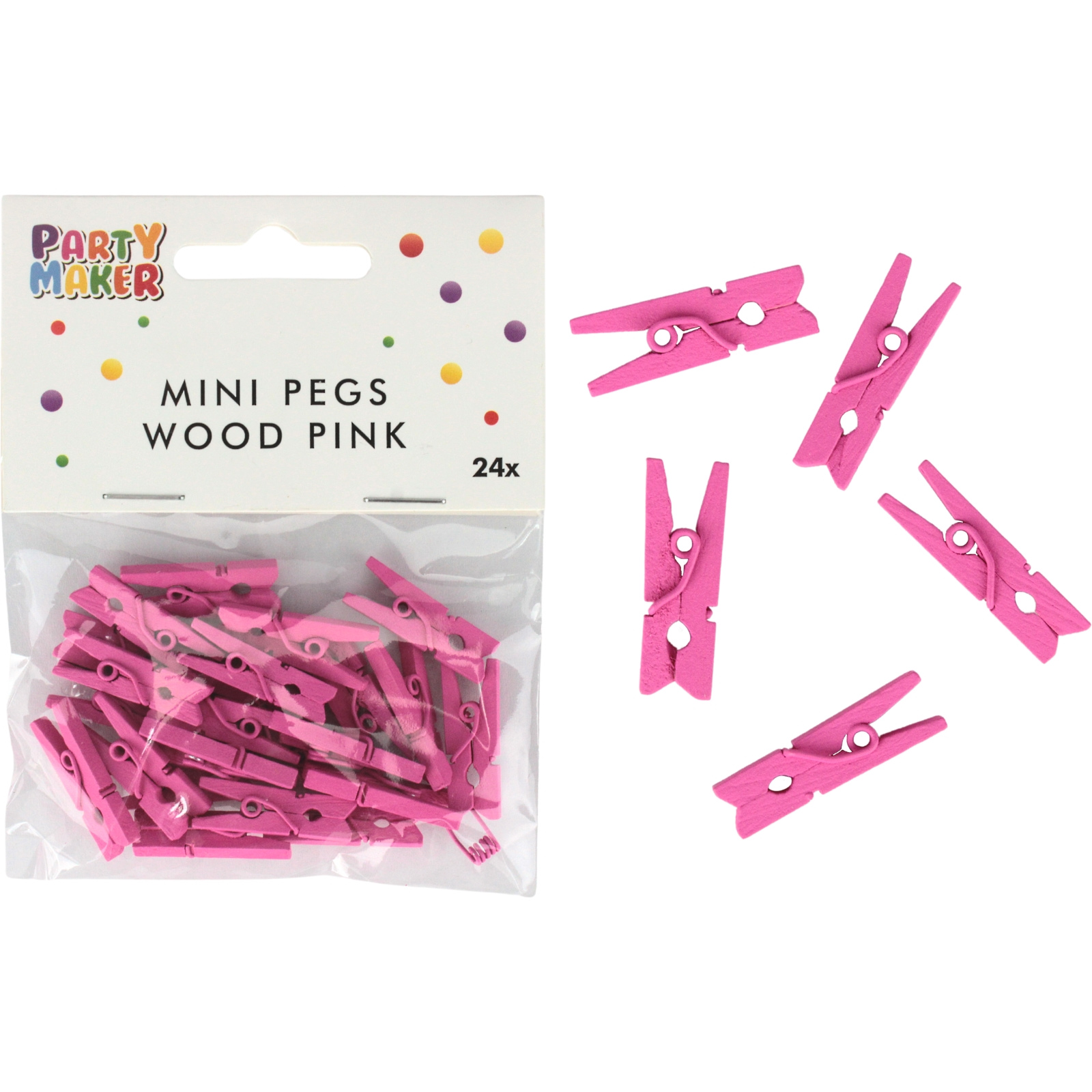 Mini Pink Wooden Pegs (Pack of 24)