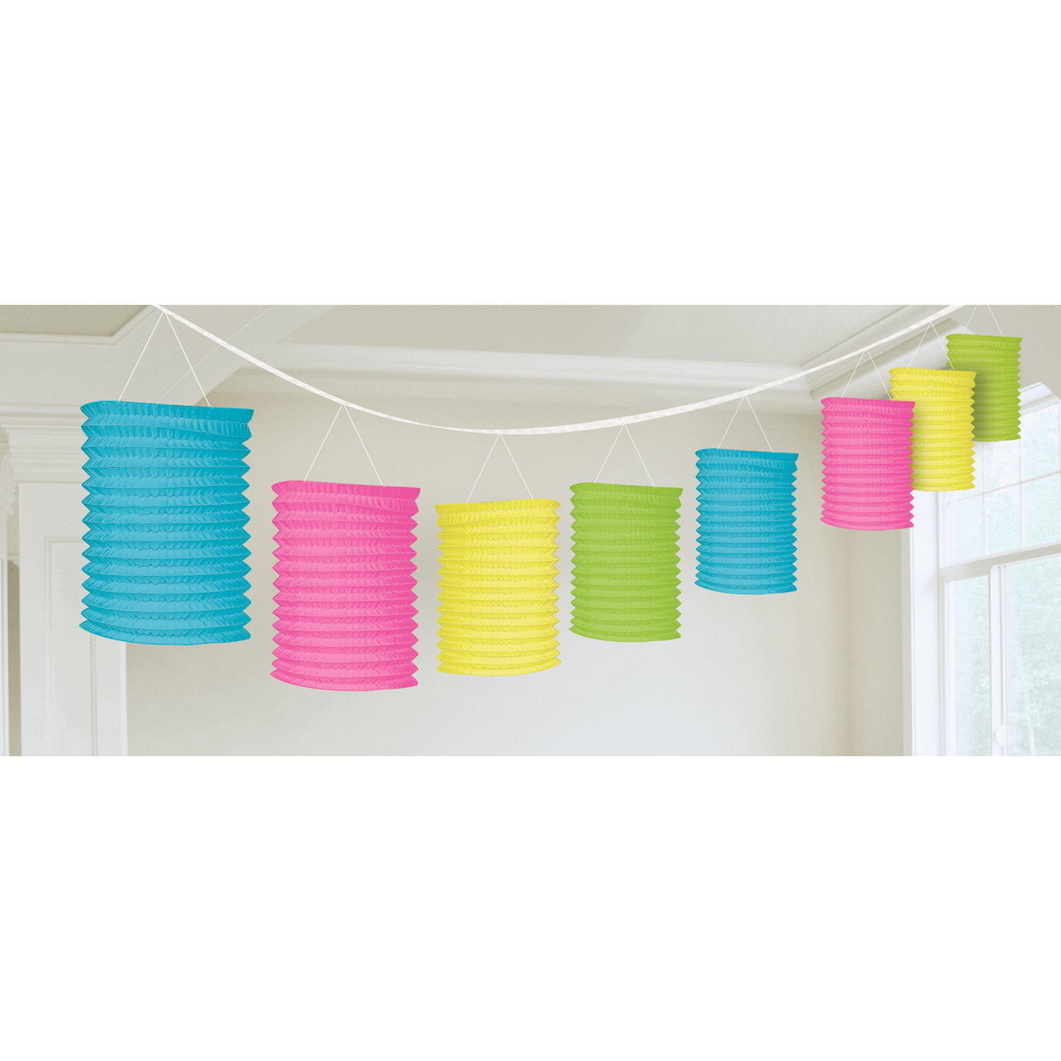 Bright Multi-Coloured Paper Lantern Garland