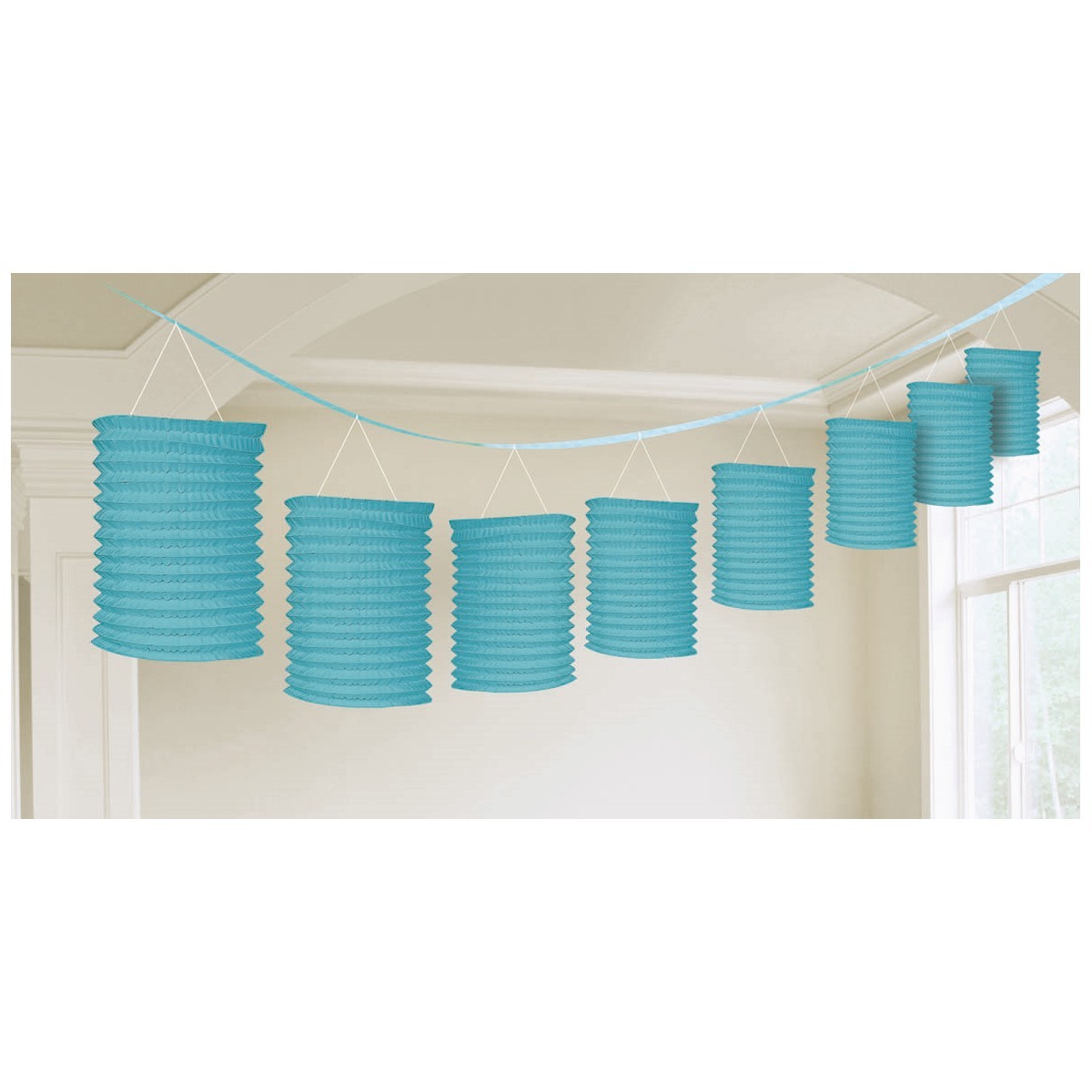 Paper Lantern Garland Light Blue