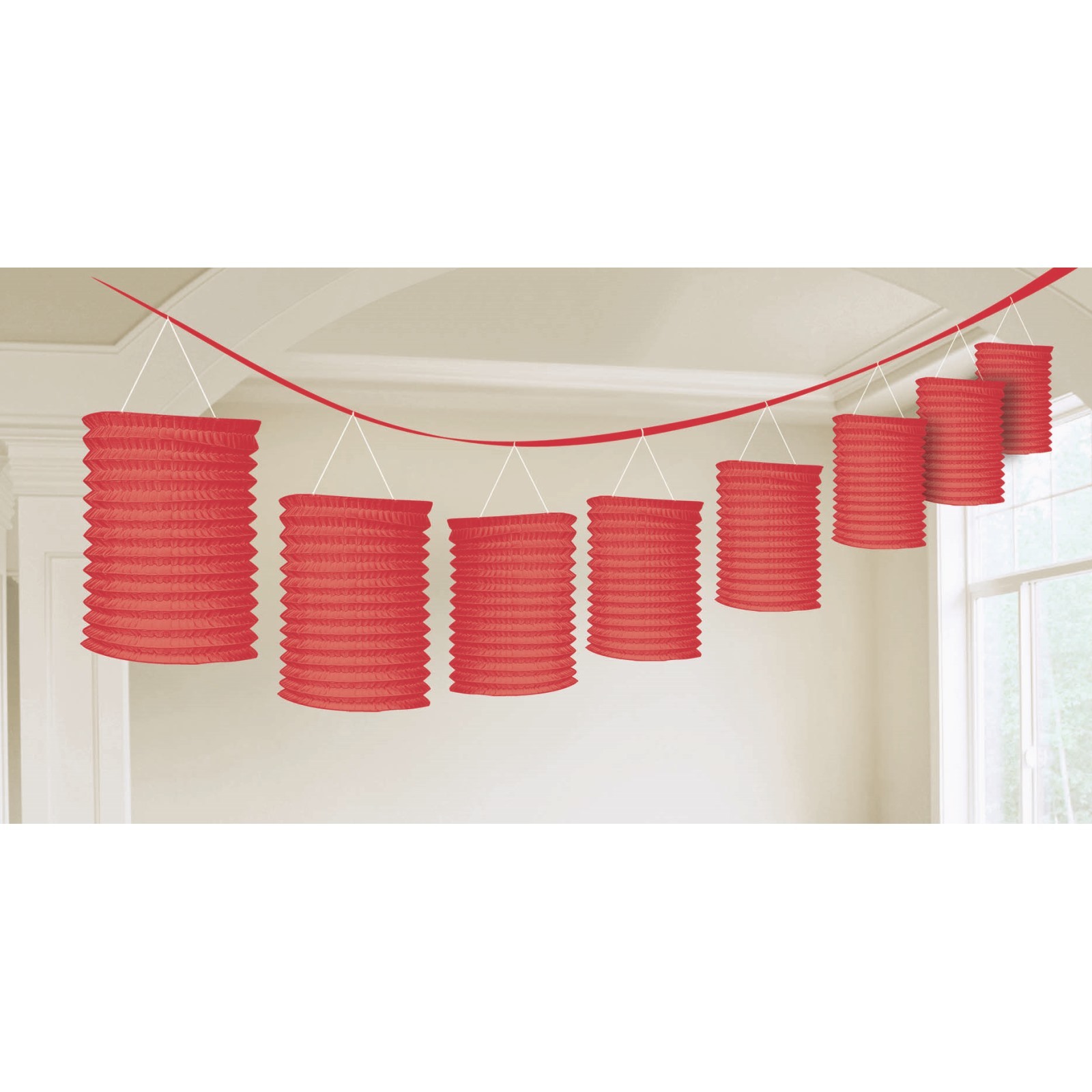 Paper Lantern Garland Red