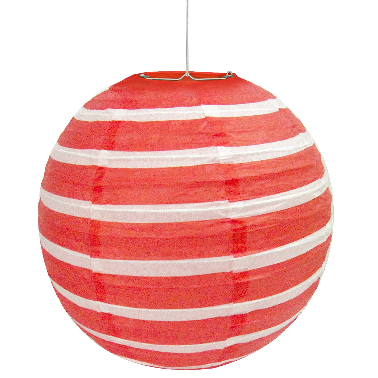 Red & White Striped Paper Lantern