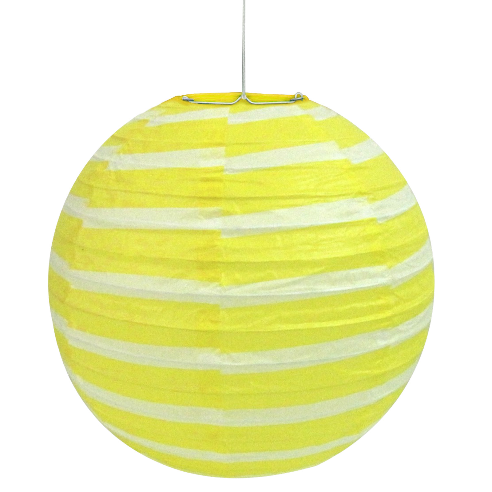Yellow & White Striped Paper Lantern