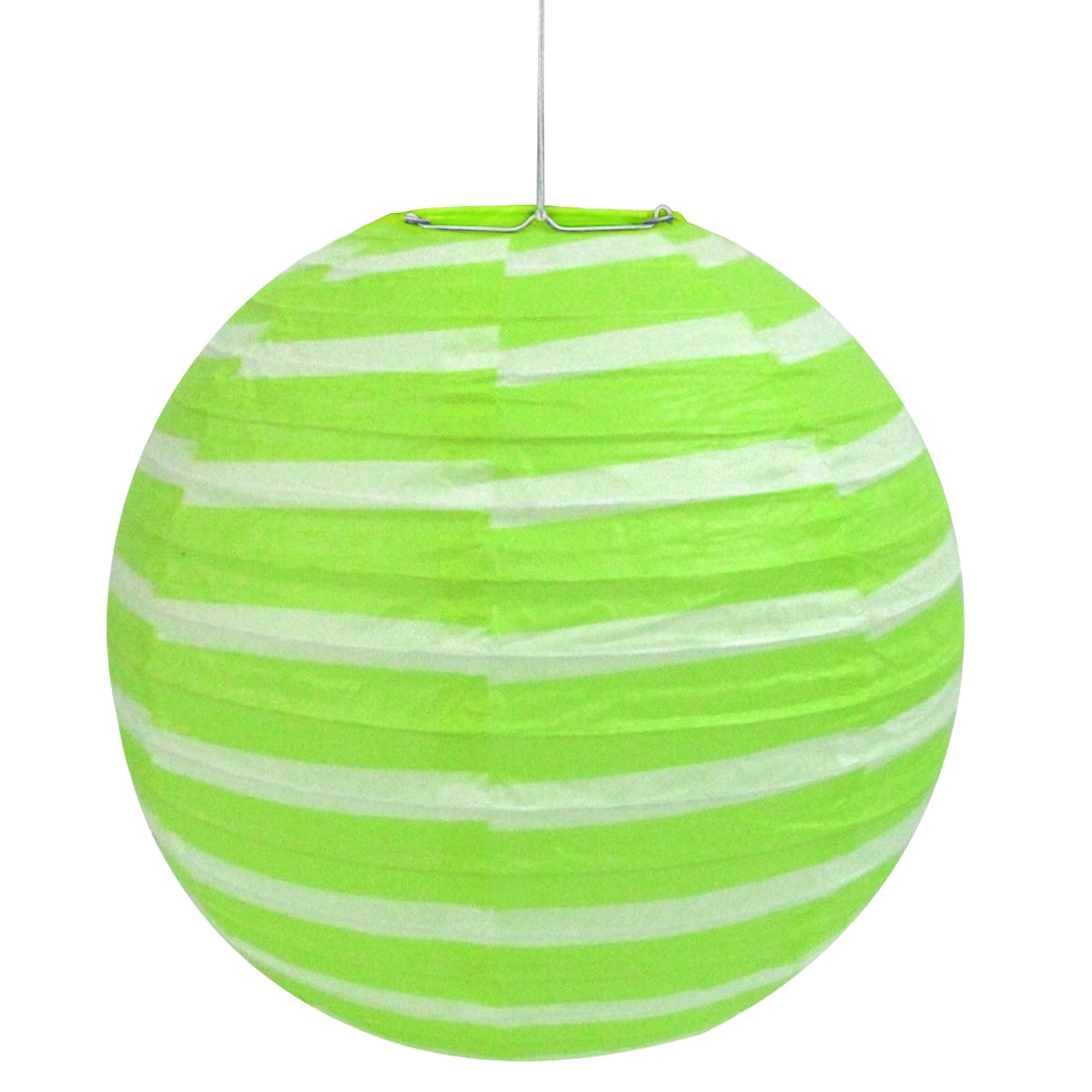 Lime Green & White Striped Paper Lantern Discount Party Supplies