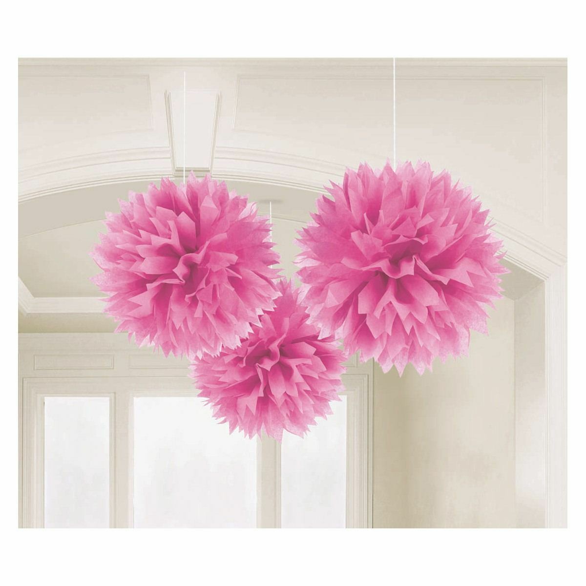 Tissue Paper Pom Pom Balls Pink (Pack of 3)
