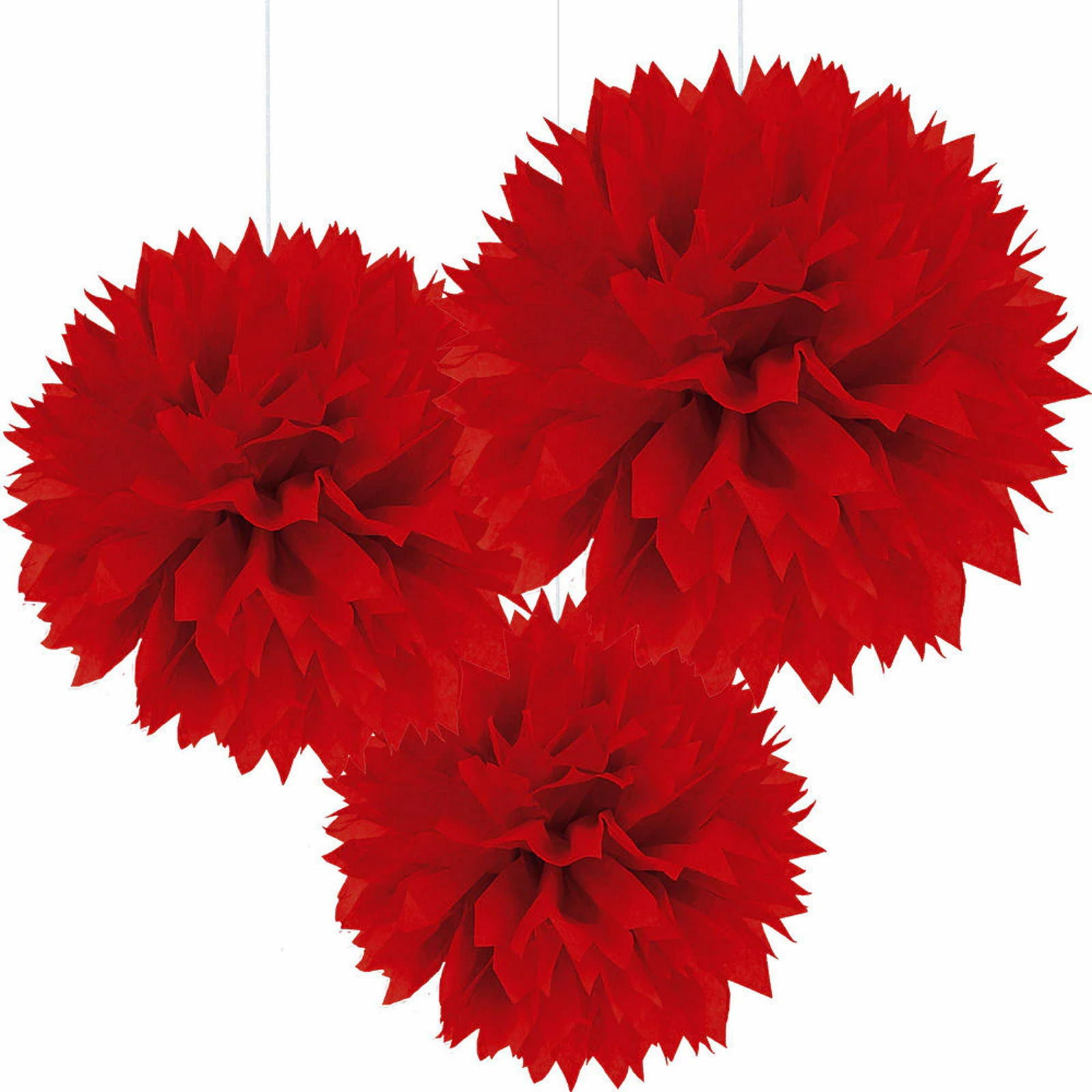Red Tissue Paper Pom Pom Balls (Pack of 3)