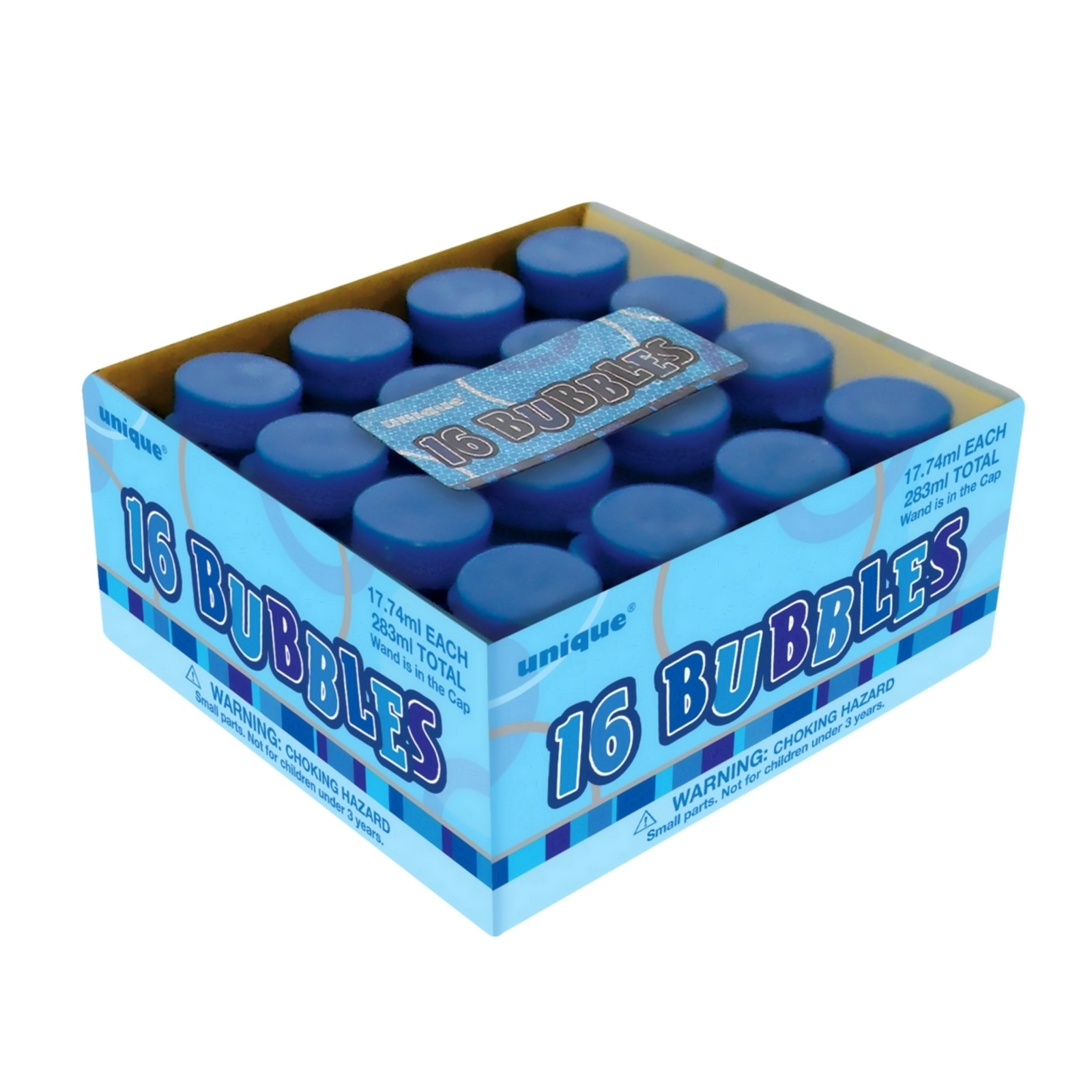 Glitz Blue Mini Bubble Bottles (Pack of 16)