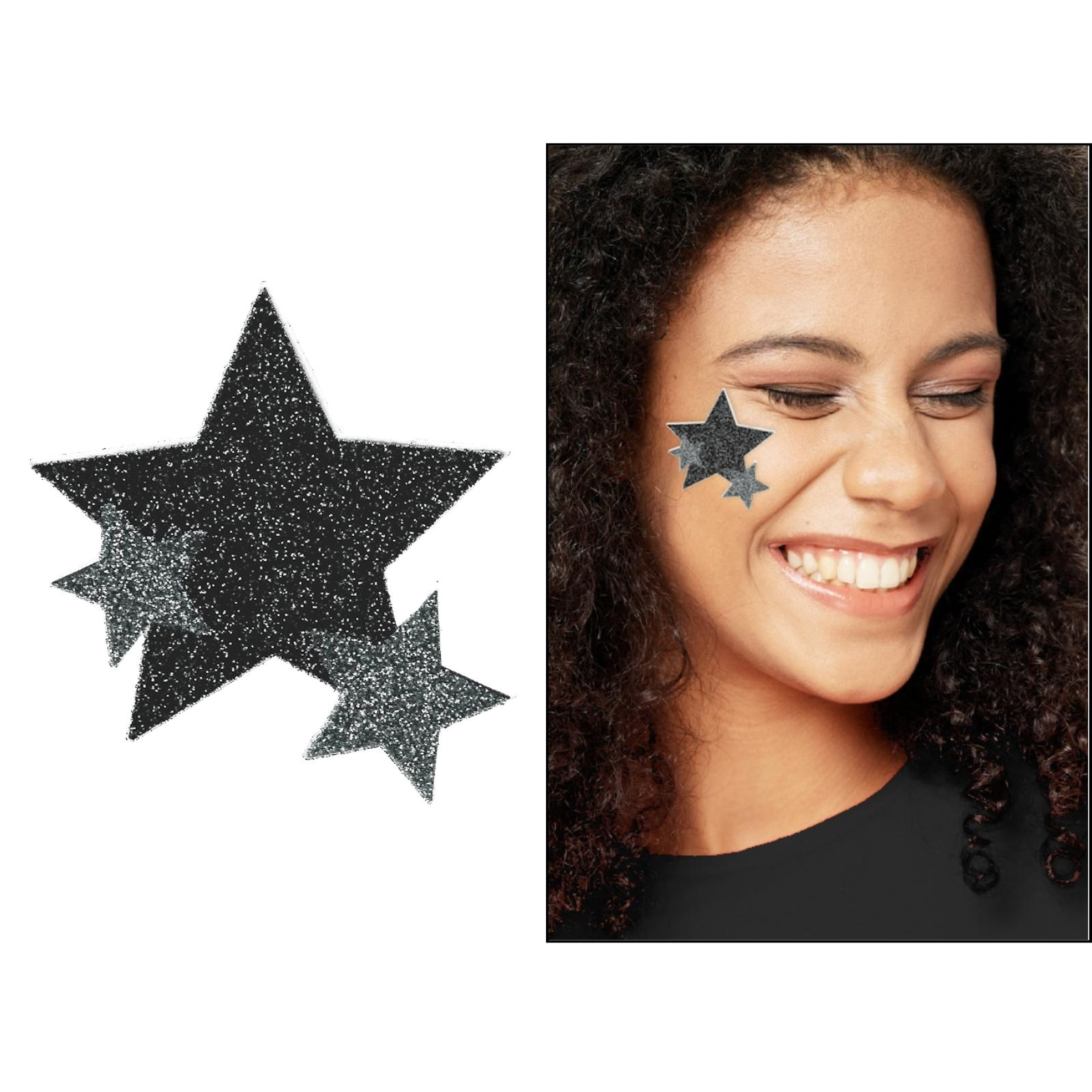 Black and Silver Glitter Star Body Jewellery