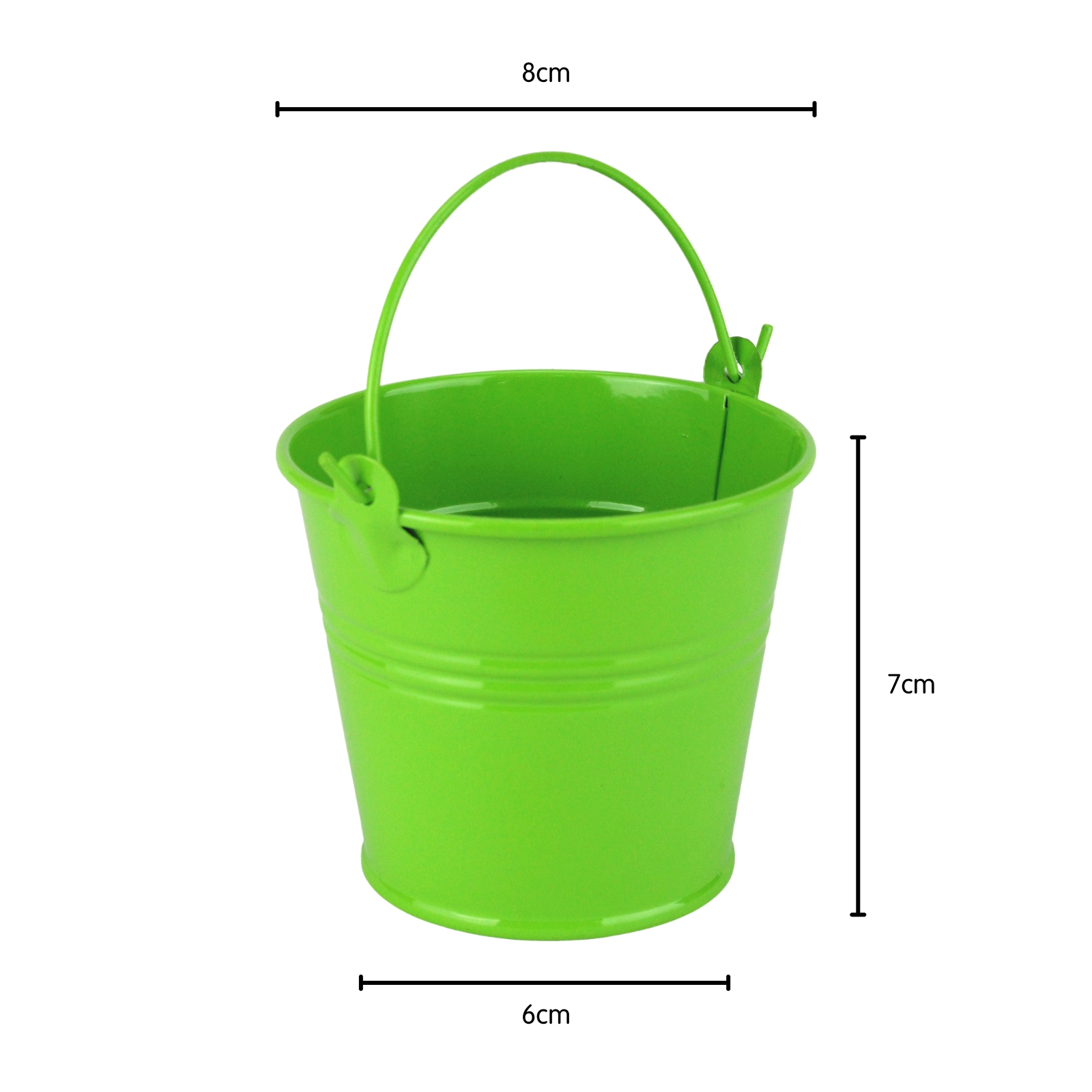 Small Lime Green Metal Favour Bucket 7cm Discount Party Supplies
