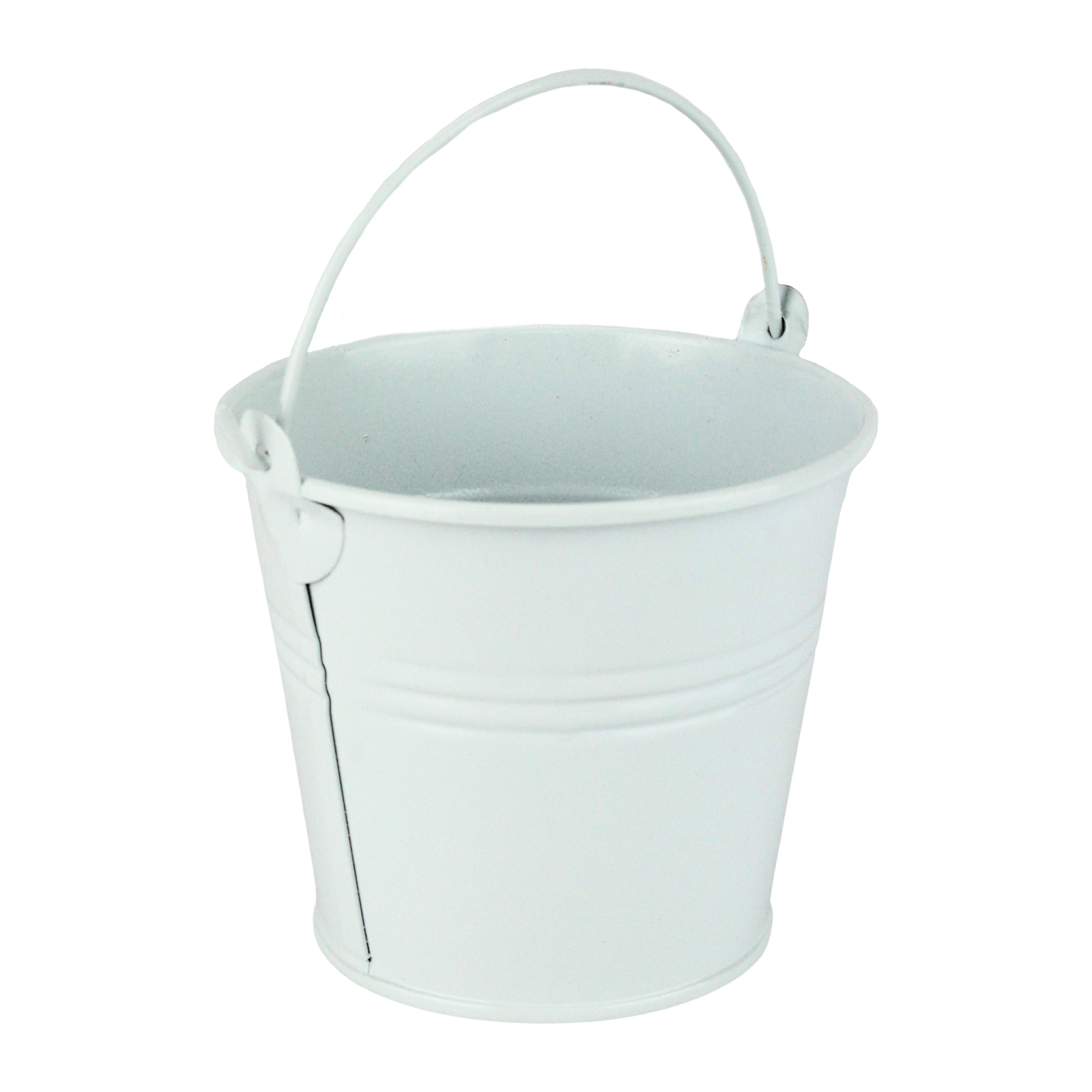 Small White Metal Favour Bucket 7cm
