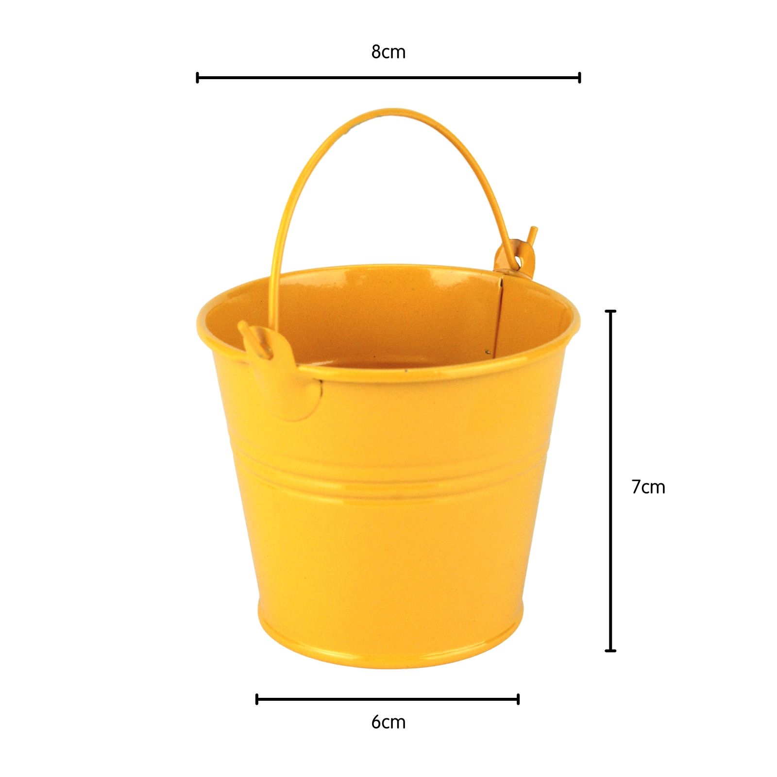 Small Yellow Metal Favour Bucket 7cm Yellow Coloured Party Supplies