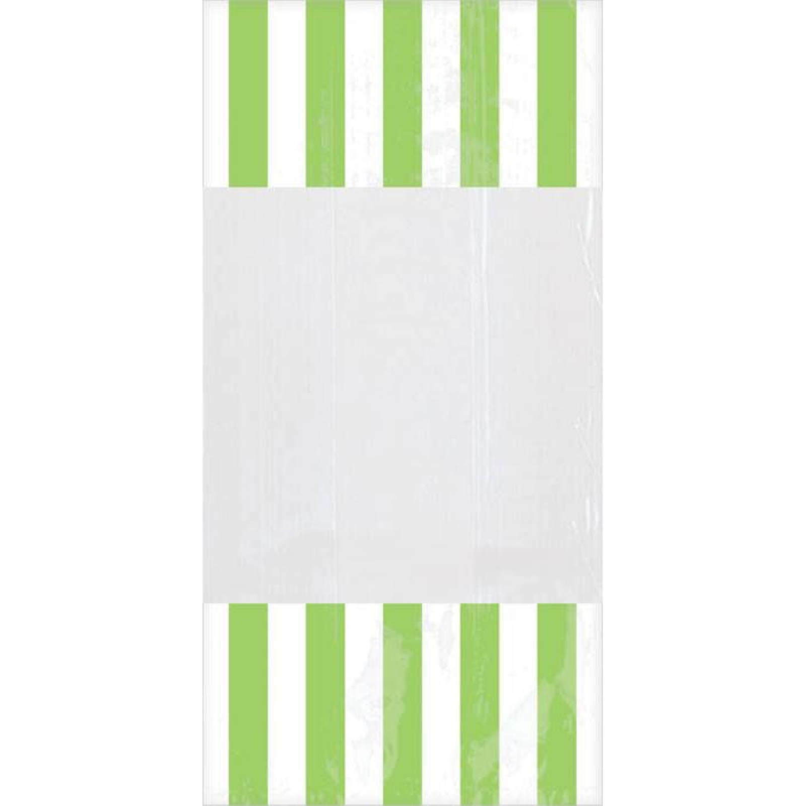 Lime Green Striped Cellophane Treat Bags (Pack of 10)