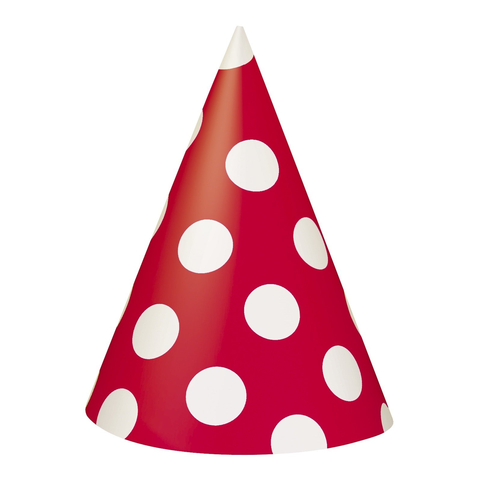 Red Polkadot Party Hats (Pack of 8)