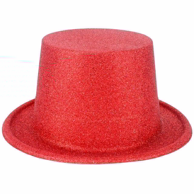 Glitter Red Topper Plastic Hat Adult