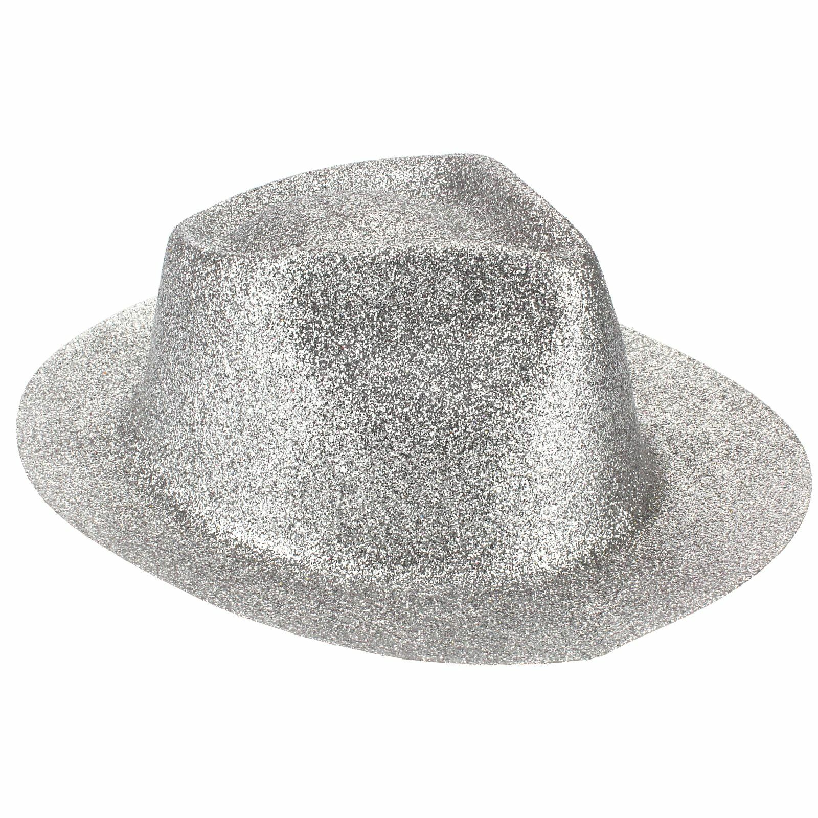 Silver Glitter Trilby Hat