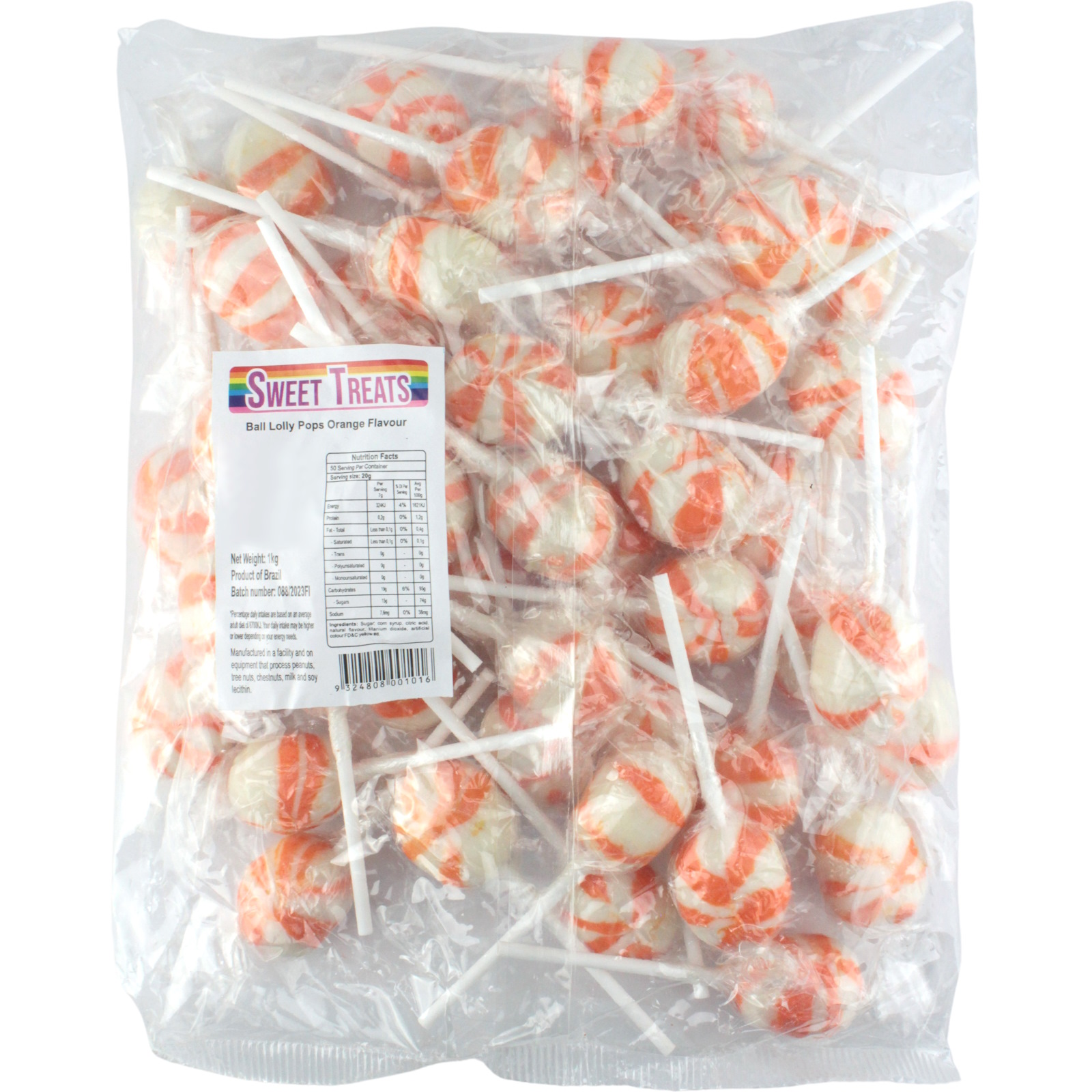 Orange Swirl Ball Lollipops (1kg)
