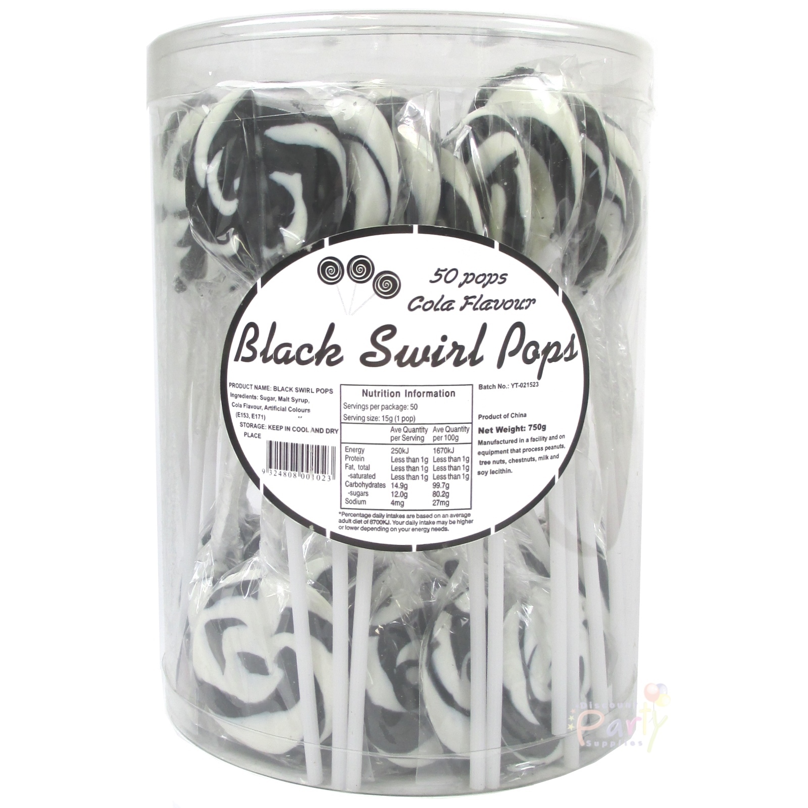 Black Swirl Lollipops (Pack of 50)