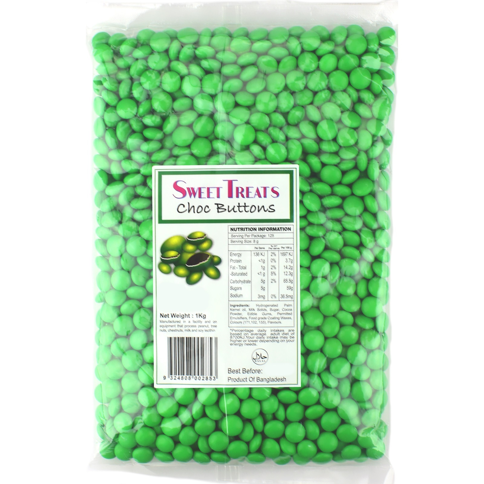 Green Chocolate Buttons (1kg)
