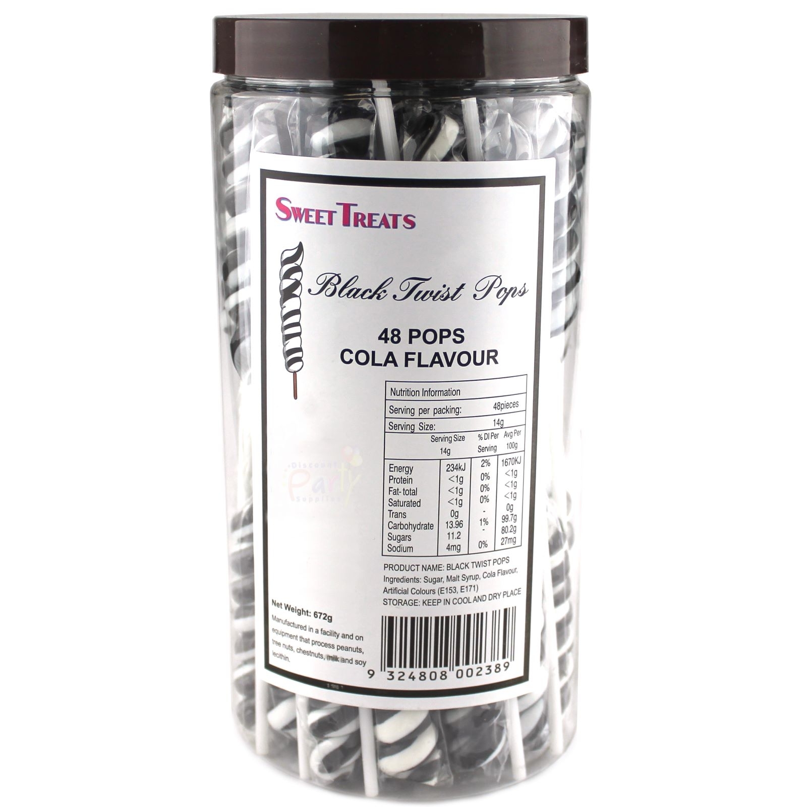 Black Twist Pops (Pack of 48)