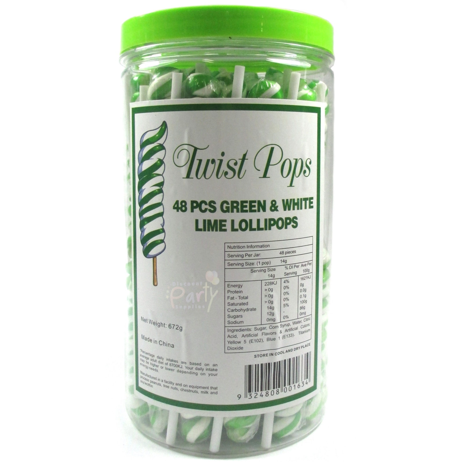 Green Twist Pops (Pack of 48)