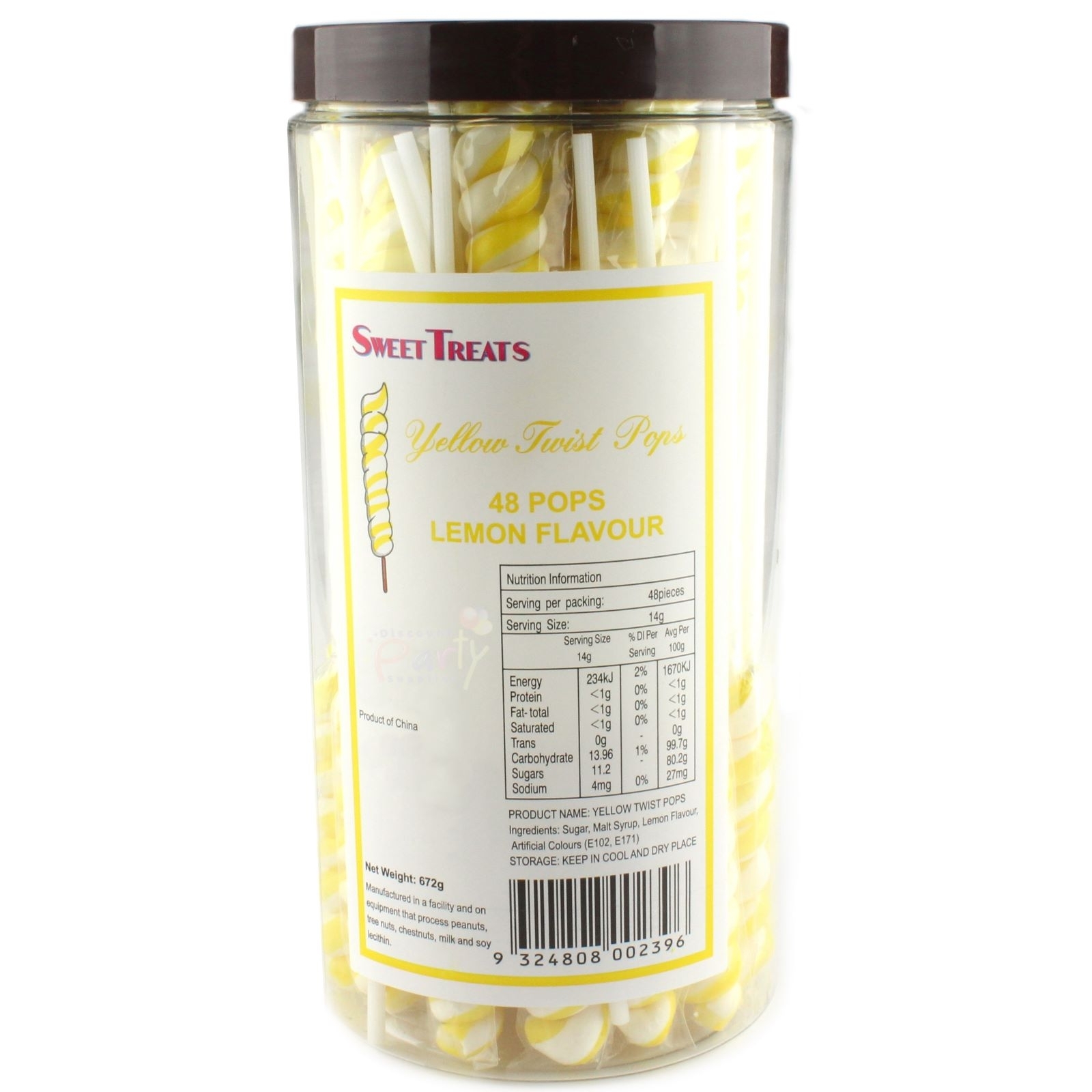 Yellow Twist Pops (Pack of 48)