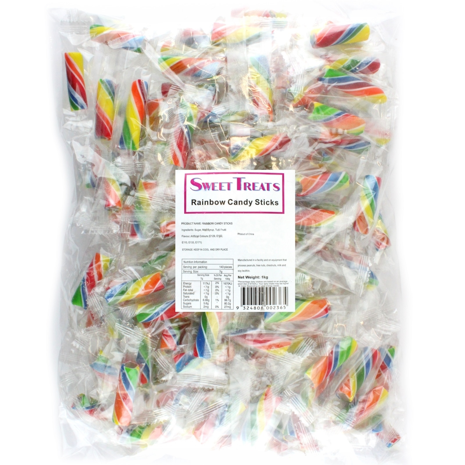 Rainbow Tutti Fruitti Candy Sticks (1kg)