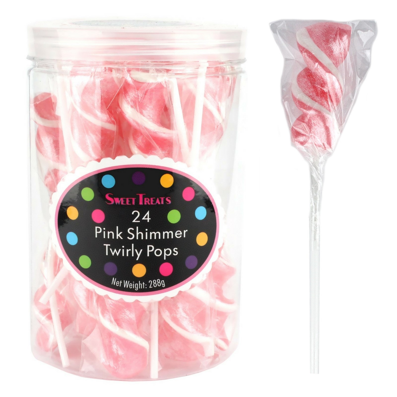 Pink Shimmer Twirly Pops (Pack of 24)