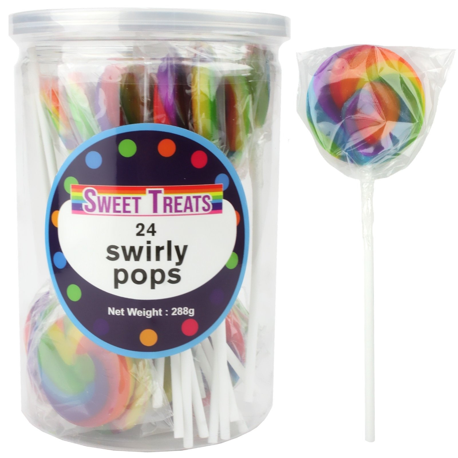 Rainbow Swirl Lollipops (Pack of 24)