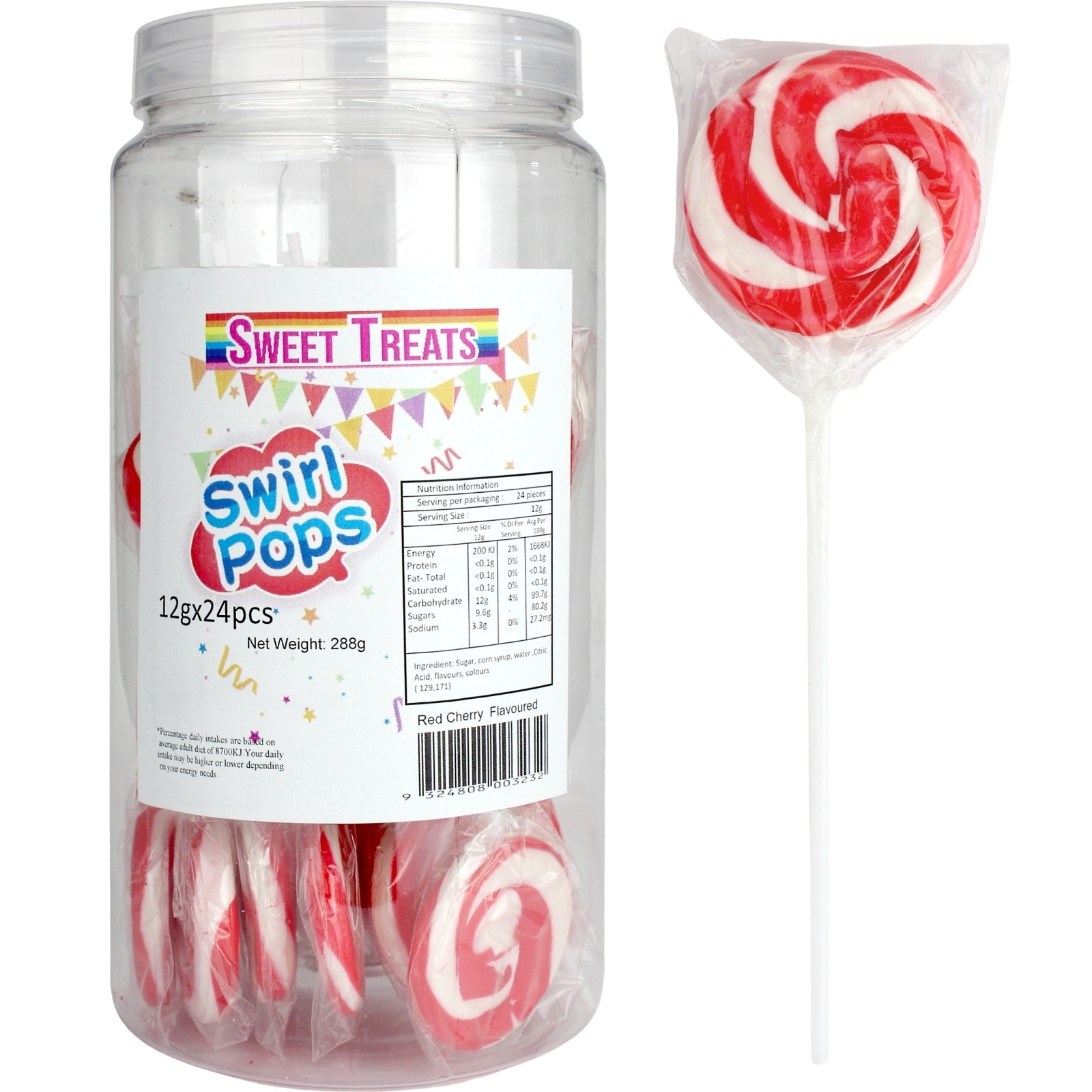 Red Swirl Lollipops (Pack of 24)