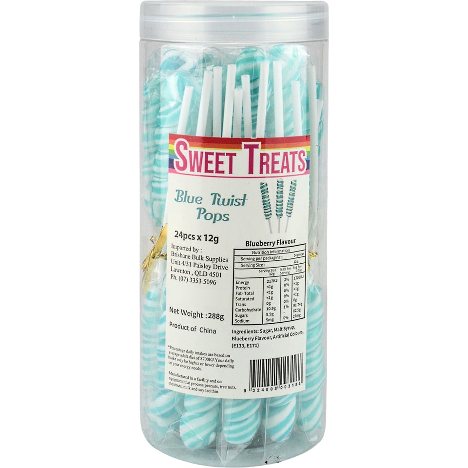 Blue Twist Pops (Pack of 24) | Lollies, Sweets, & Candy | Party Food ...
