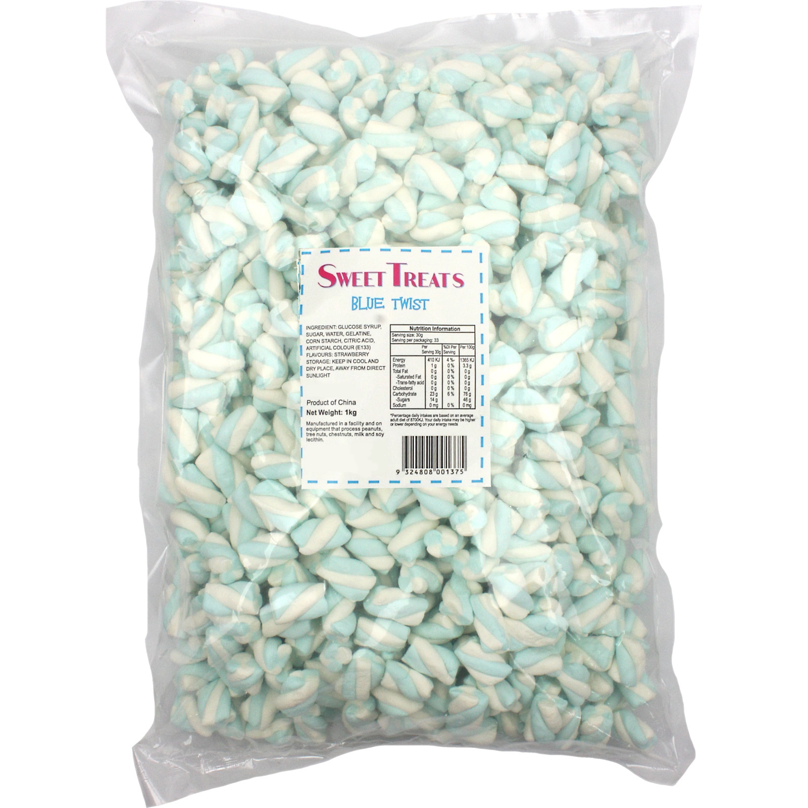 Blue Twist Marshmallow Logs (1kg)