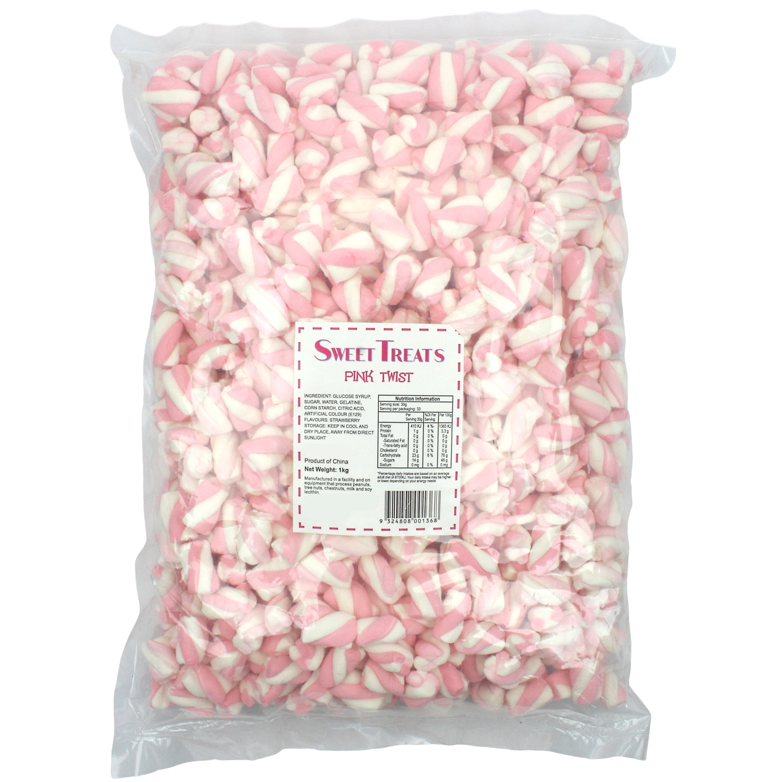 Pink Twist Marshmallow Logs (1kg)