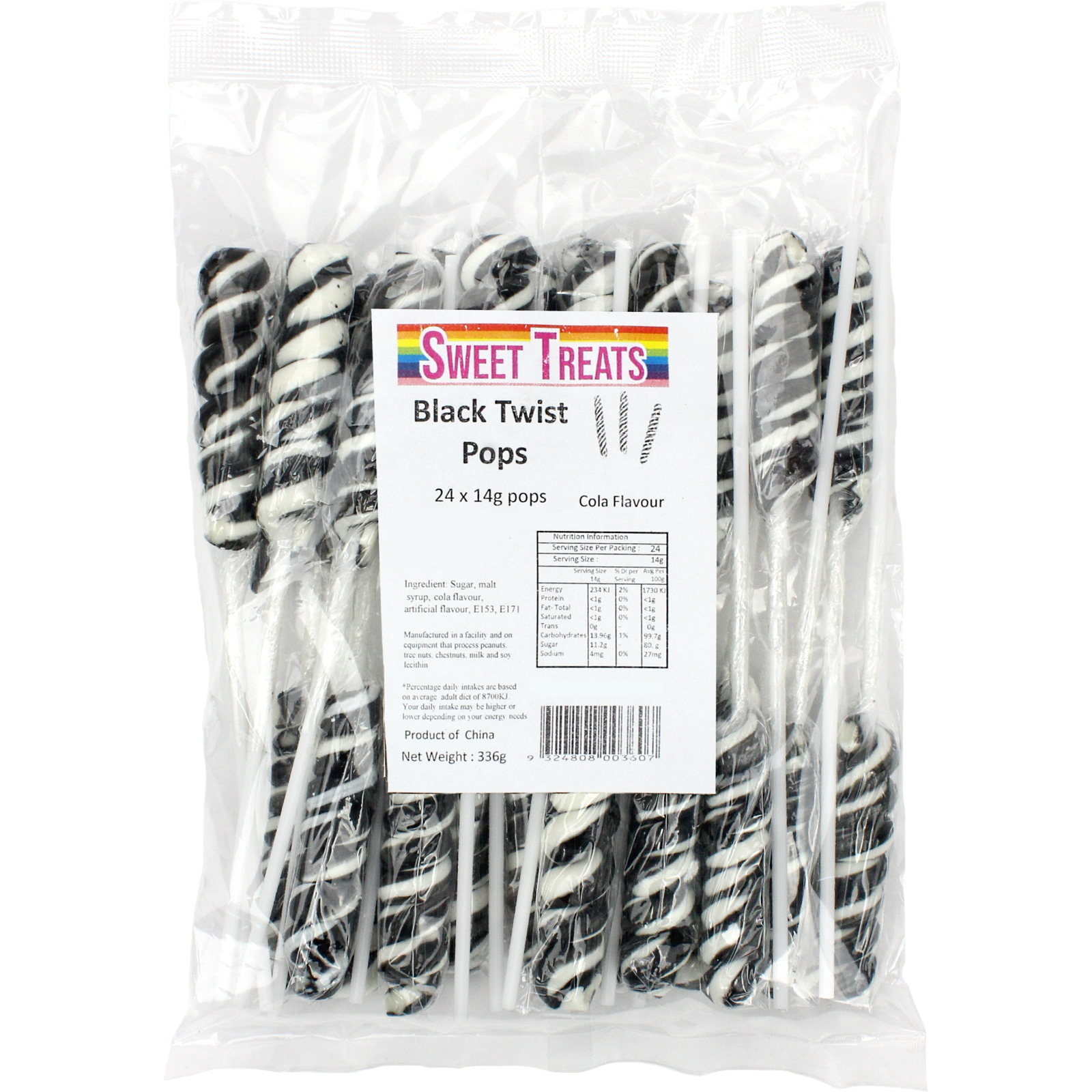 Black Twist Pops (Pack of 24)