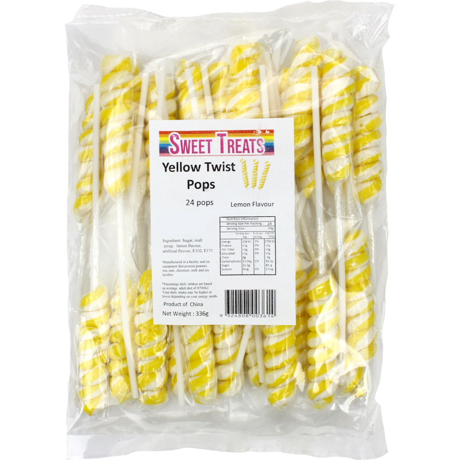 Yellow Twist Pops (Pack of 24)