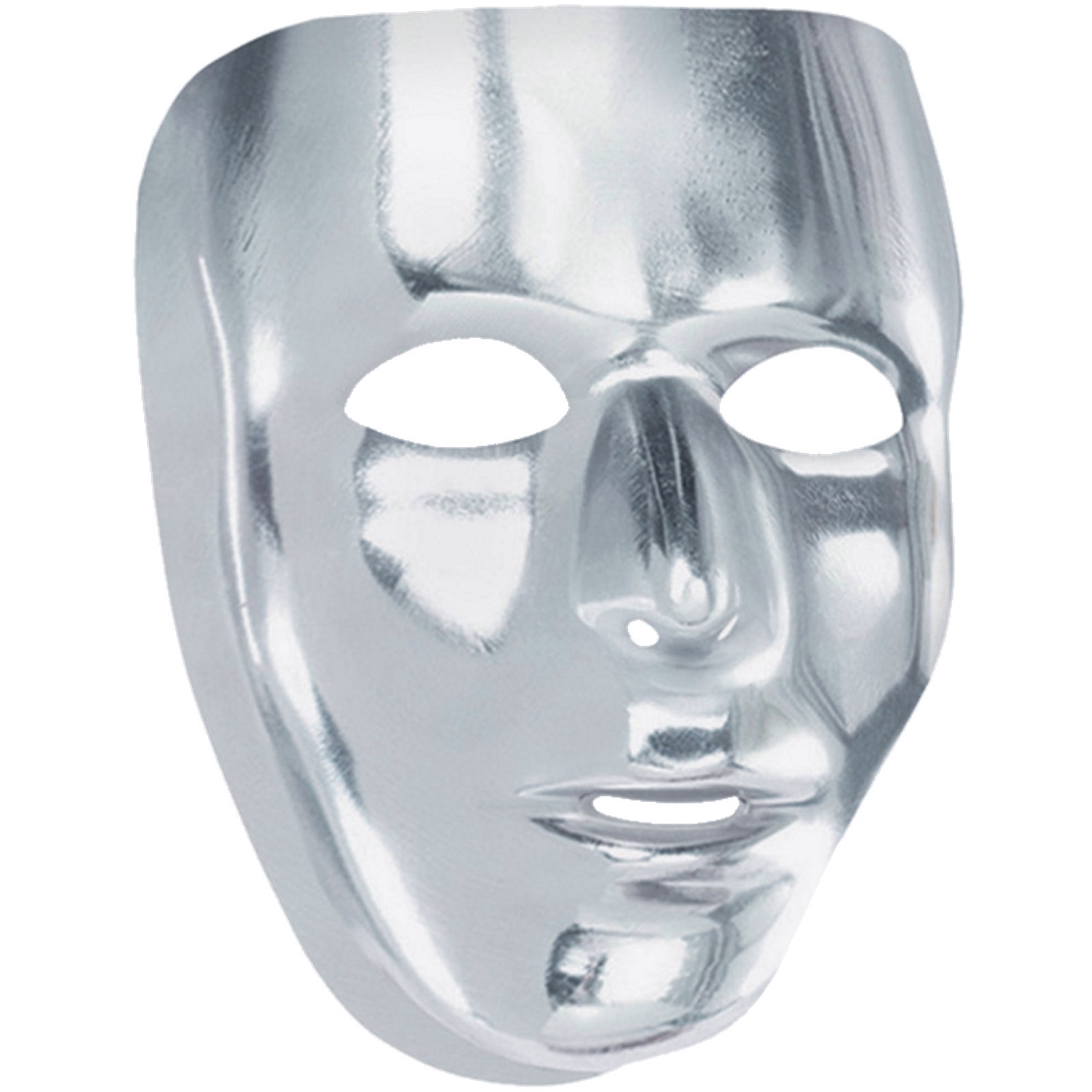 Metallic Silver Plastic Full Face Mask