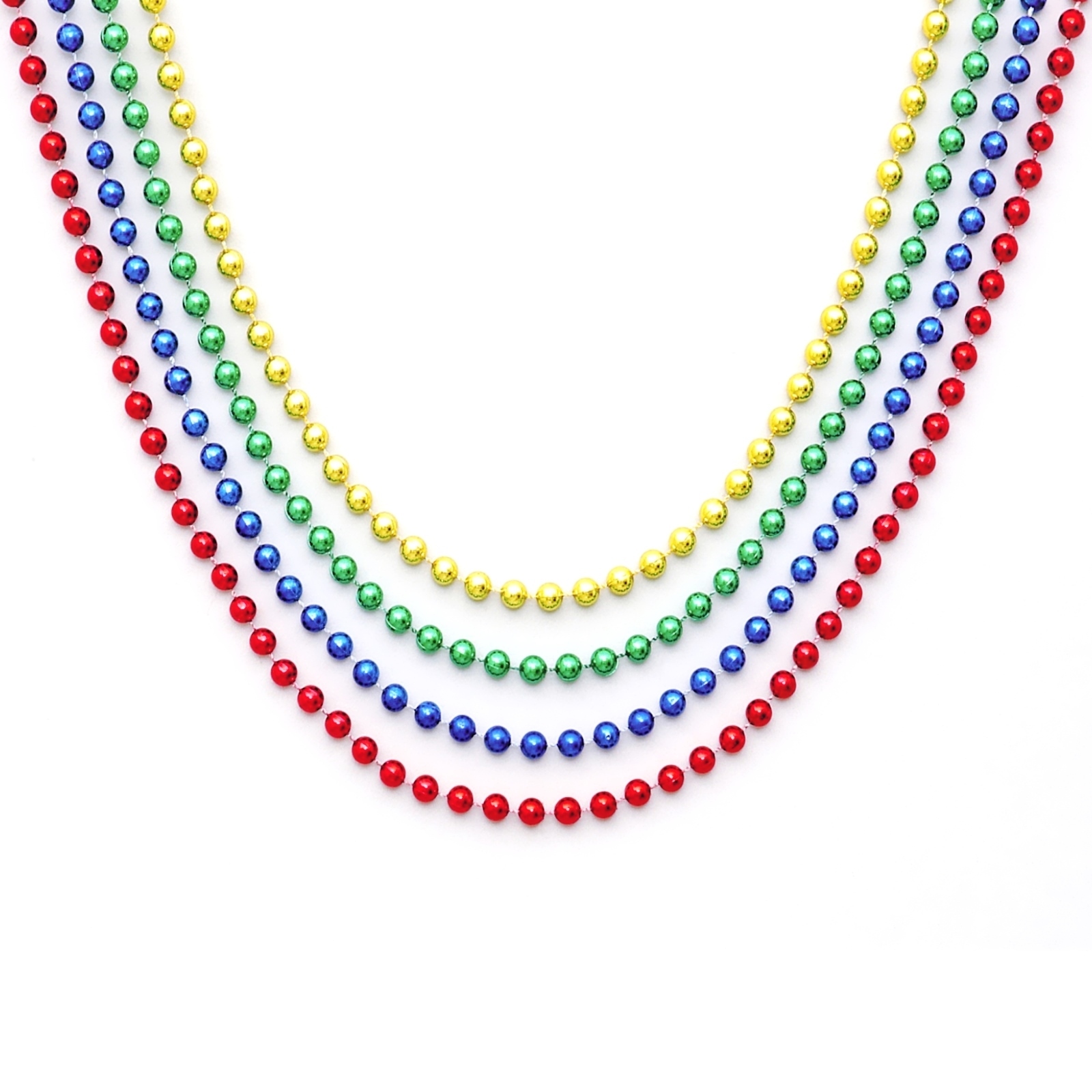 Coloured Metallic Bead Necklaces (Pack of 4)
