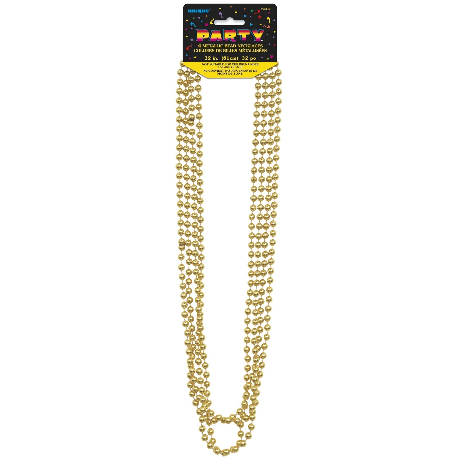 Gold Bead Necklaces (Pack of 4)
