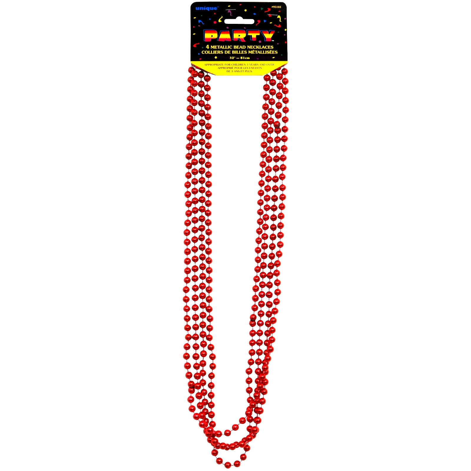 Red Beads Necklaces (Pack of 4)