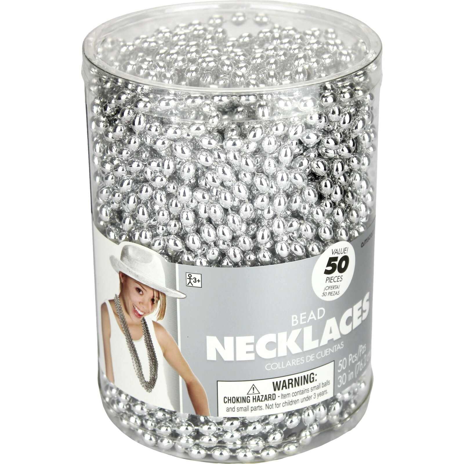 Silver Bead Necklaces (Bulk Pack of 50)