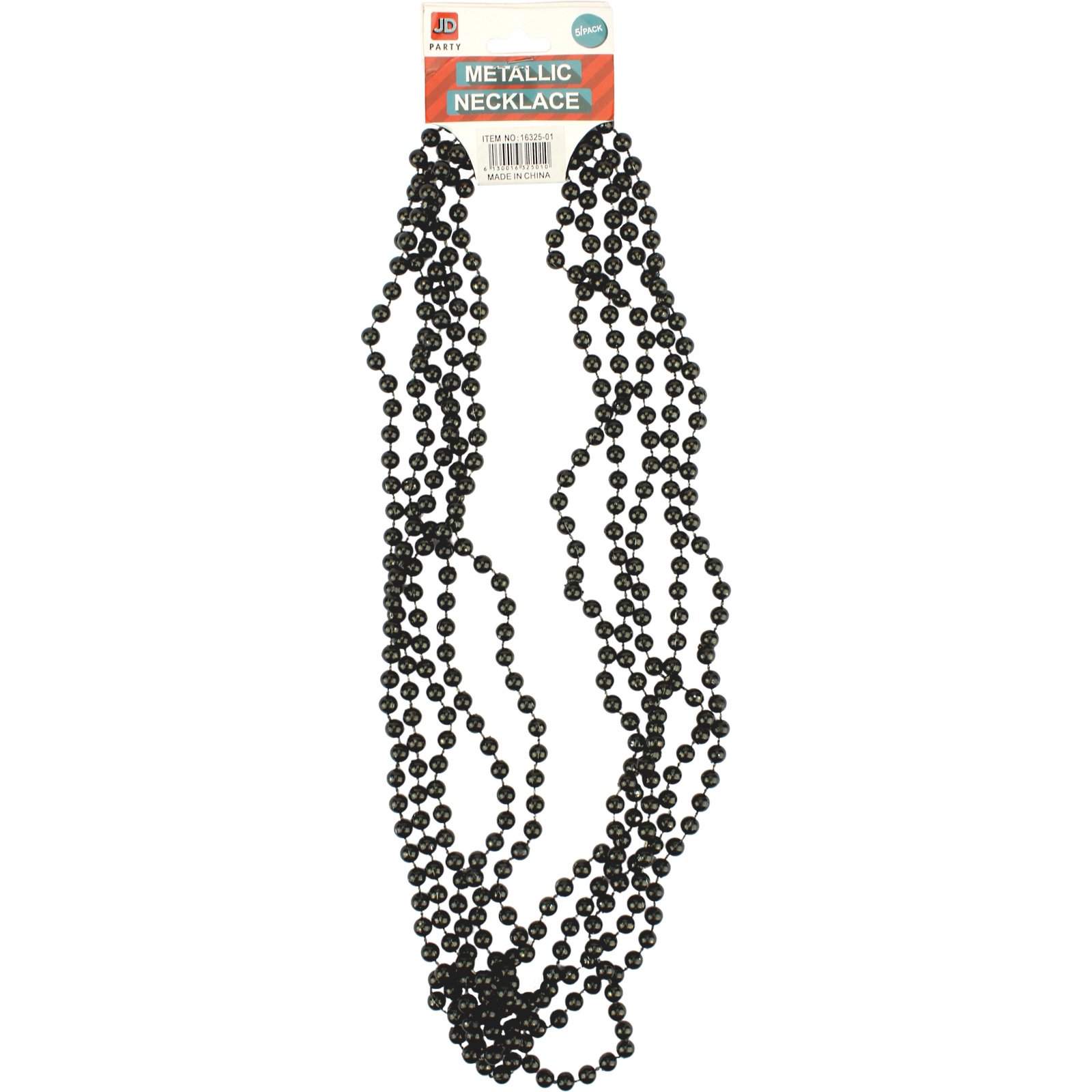 Metallic Black Bead Necklaces (Pack of 5)