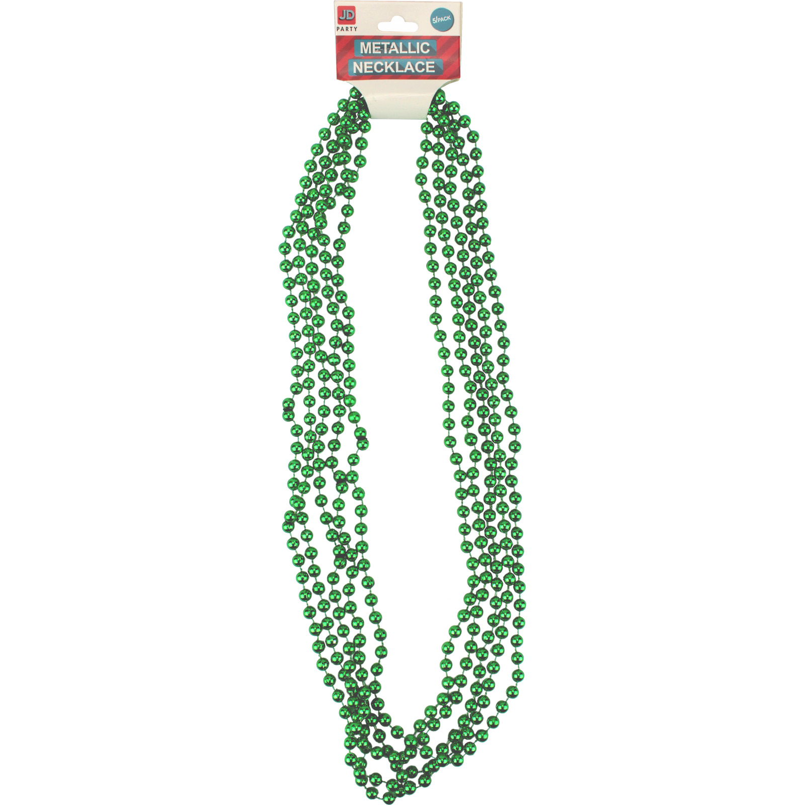 Green Metallic Bead Necklaces (Pack of 5) 