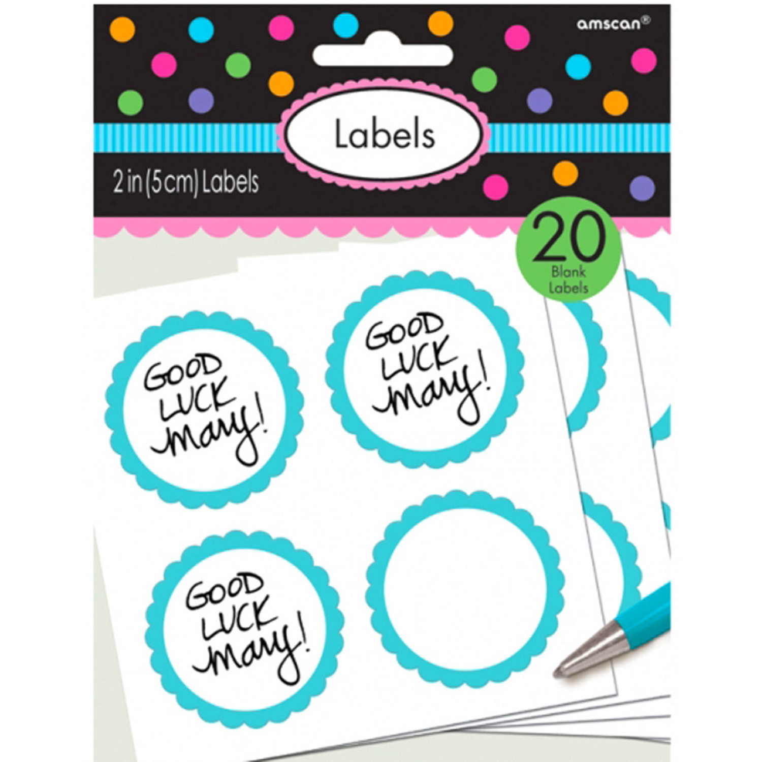 Caribbean Blue Favour Labels (Pack of 20)