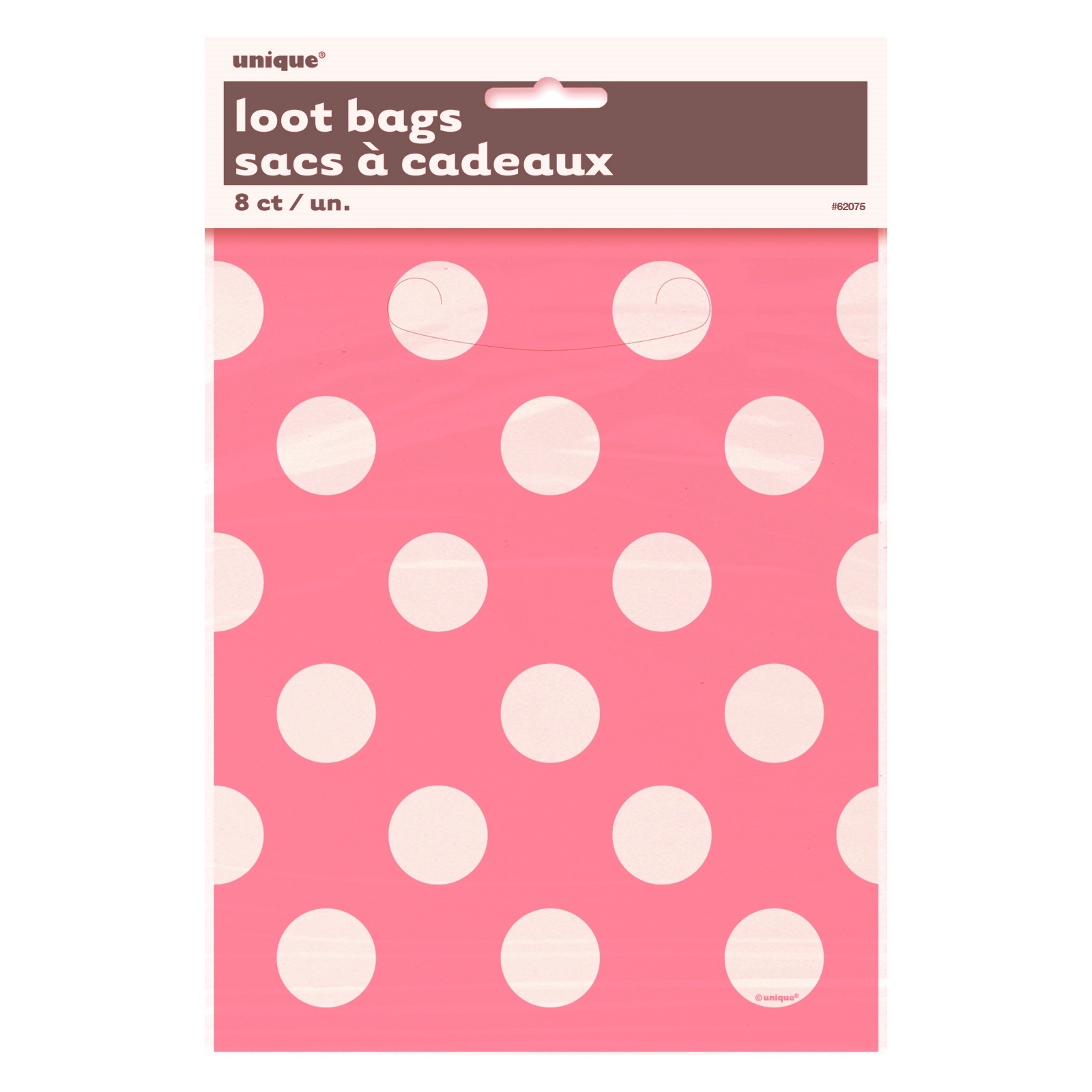 Pink Polkadot Plastic Lolly/Treat Bags (Pack of 8)