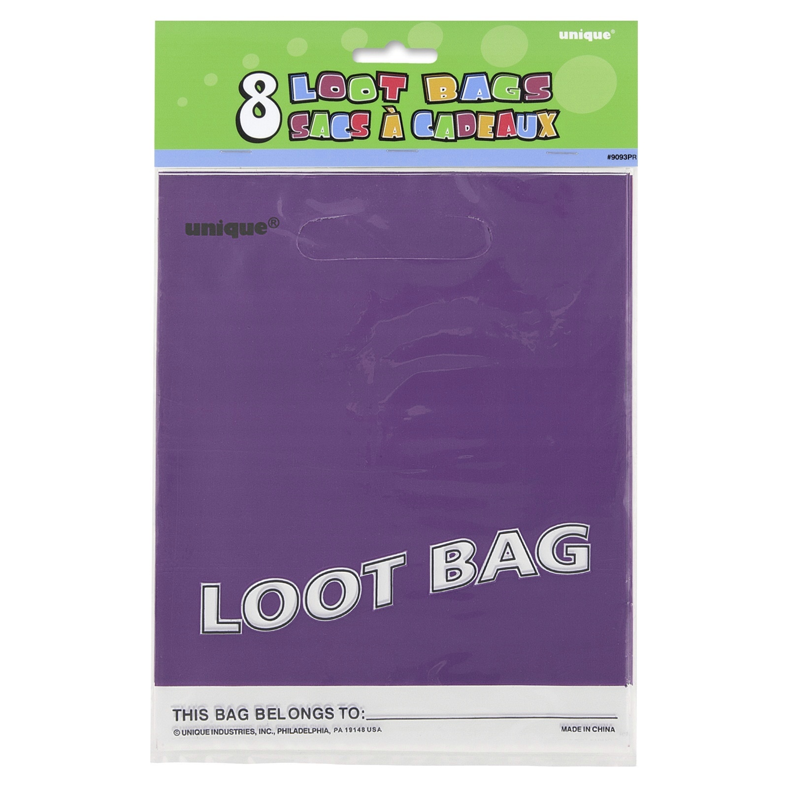 Purple Plastic Lolly/Treat Bags (Pack of 8)