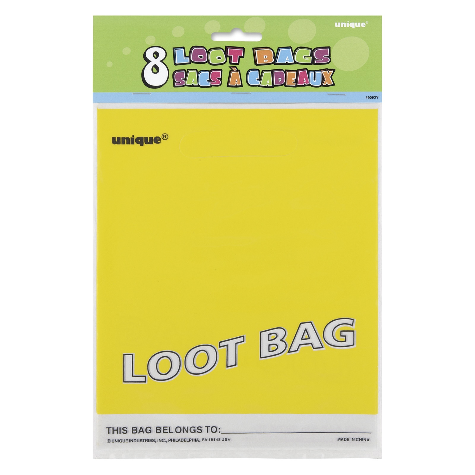 Yellow Plastic Lolly/Treat Bags (Pack of 8)