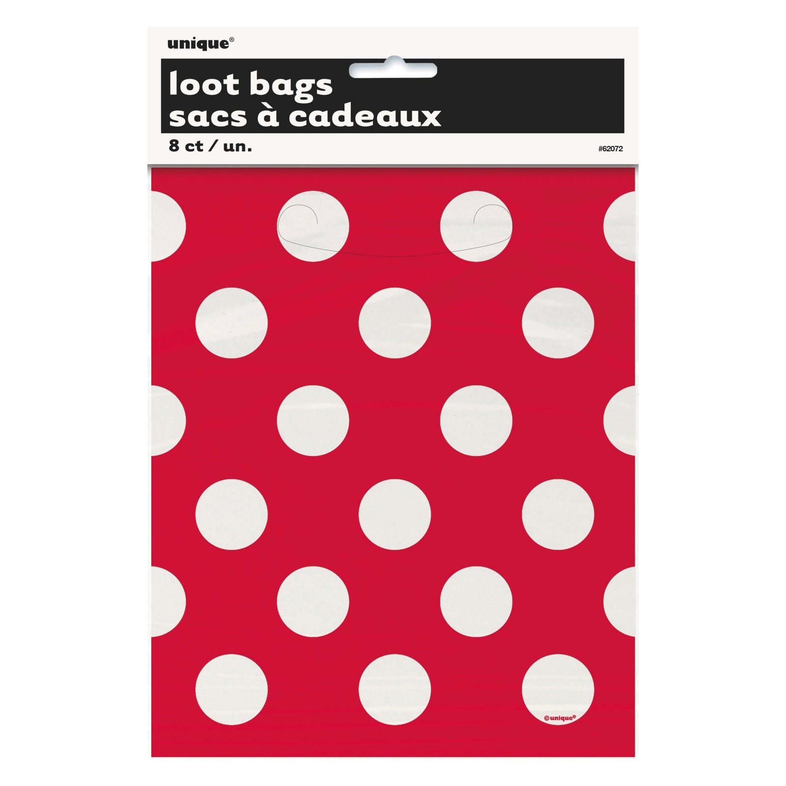 Red Polkadot Plastic Lolly/Treat Bags (Pack of 8)