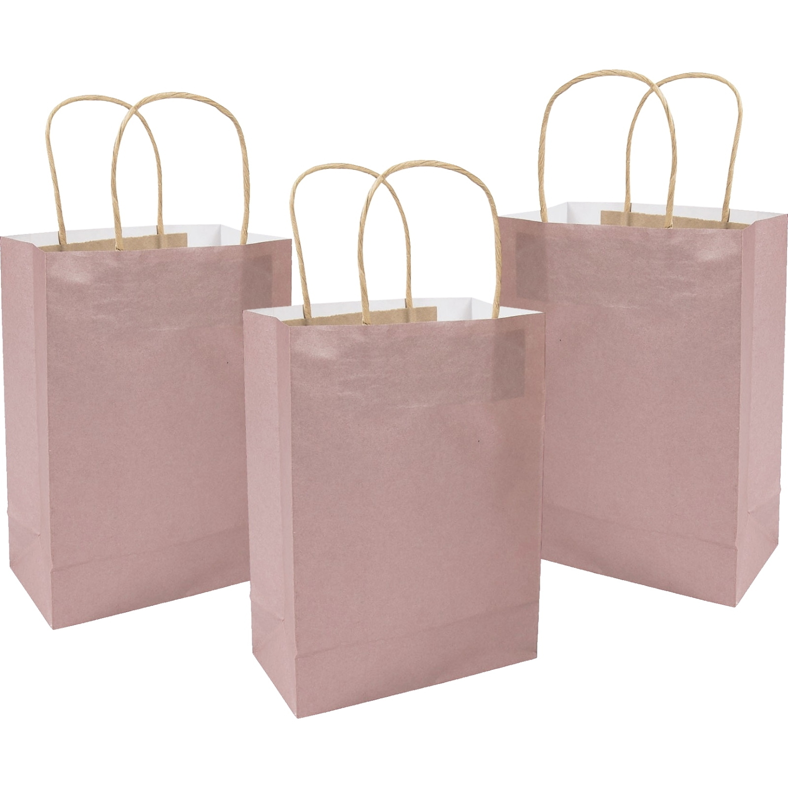 Rose Gold Kraft Paper Bags 22.5cm x 16.5cm x 8.2cm (Pack of 12)